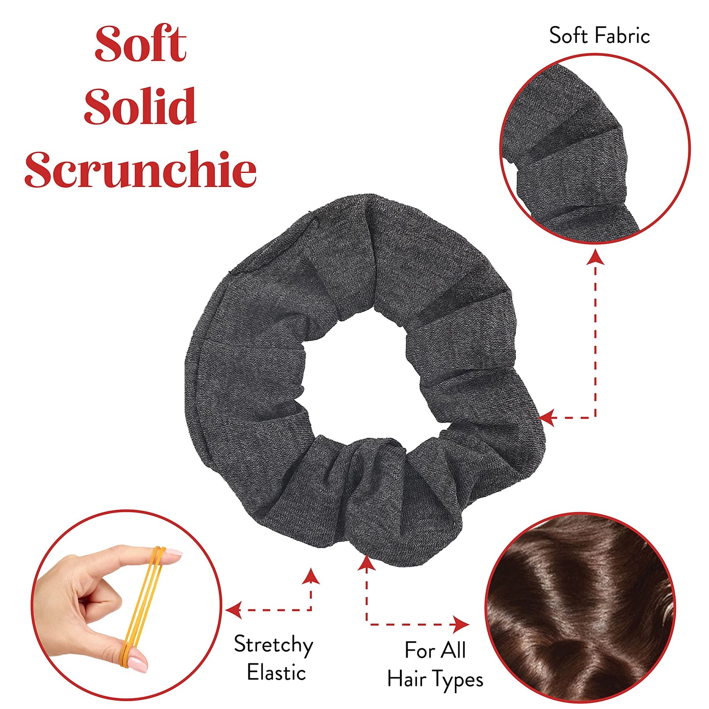 Set of 2 Solid Scrunchies (Dark Grey)