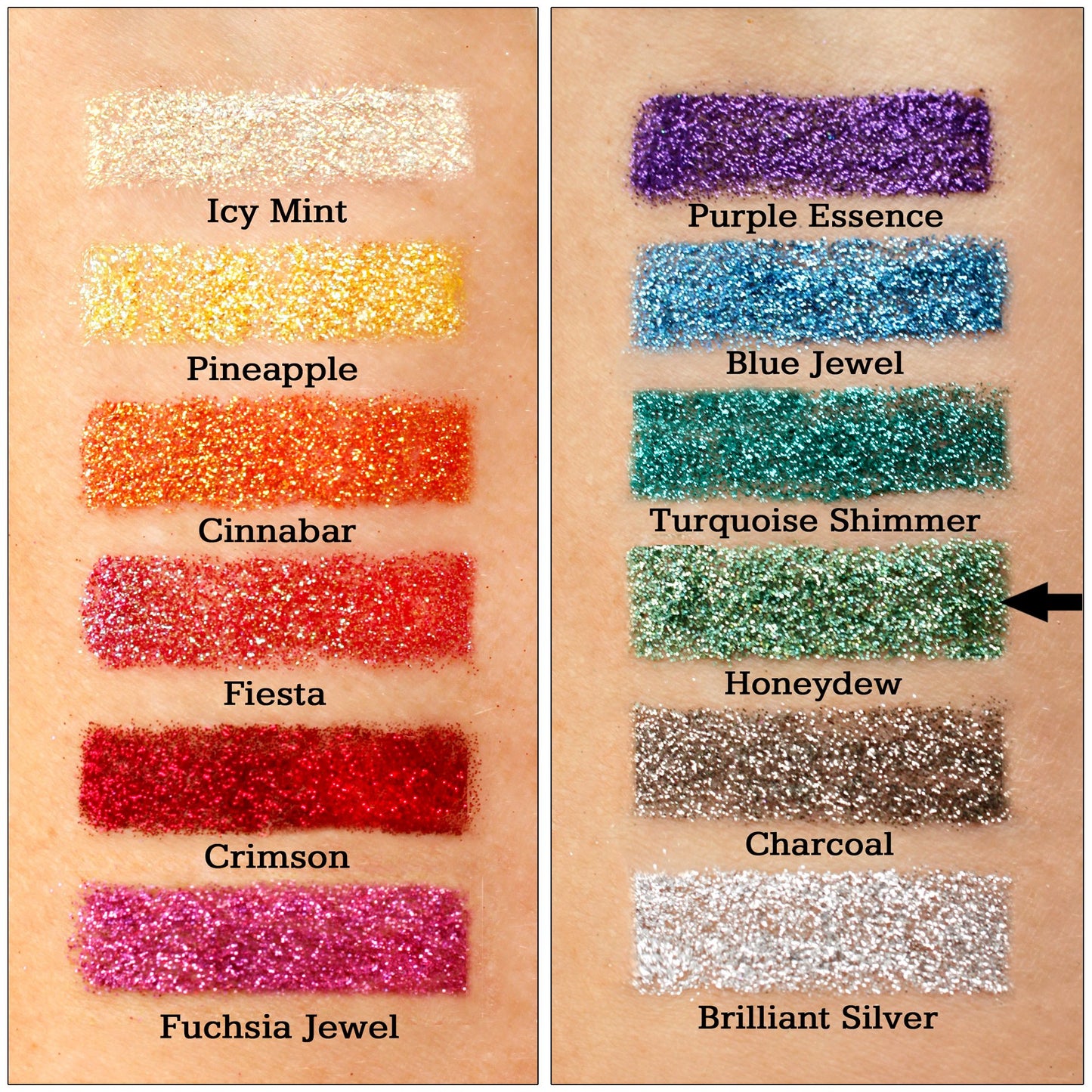 GLITTIES - Honeydew Jewel - Cosmetic Grade Fine (.008") Loose Glitter Powder Safe for Skin! Perfect for Makeup, Body Tattoos, Face, Hair, Lips, Soap, Lotion, Nail Art - (10 Gram Jar)