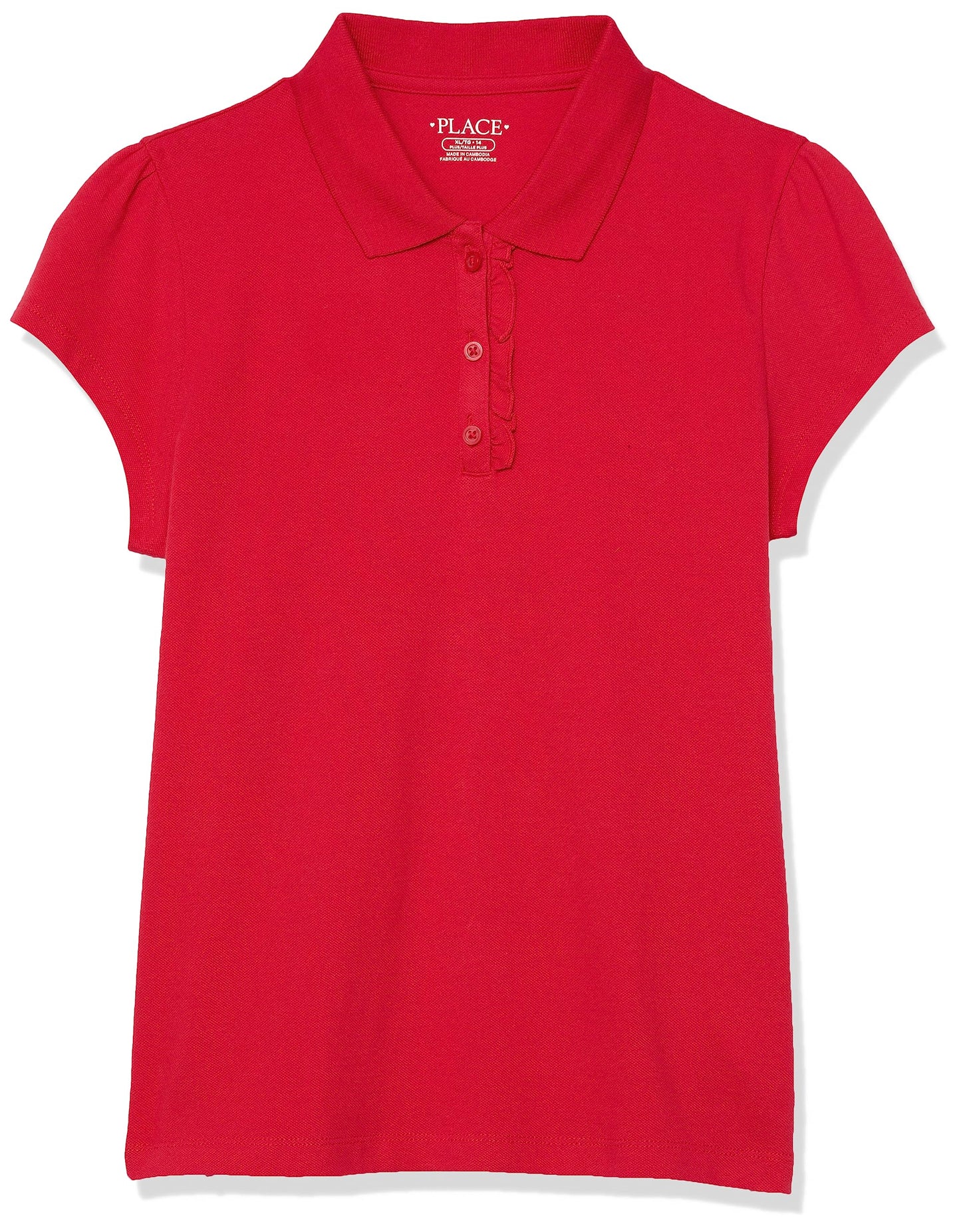 The Children's Place Girl's Short Sleeve Pique Polo, Ruby, X-Small