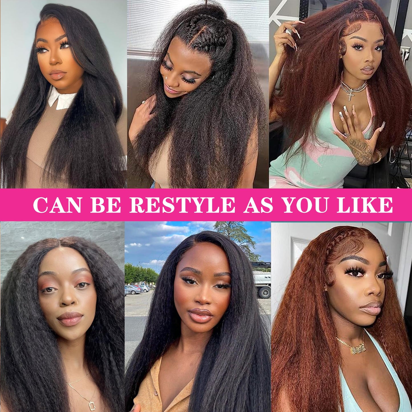 Lysilf Kinky Straight Clip in Hair Extensions Full Head Brazilian Virgin Human Hair Kinky Straight Clip ins for Black Women,7Pcs whit 16 Clips Double Lace Weft,90Gram Natural Black(14Inch, 1B)