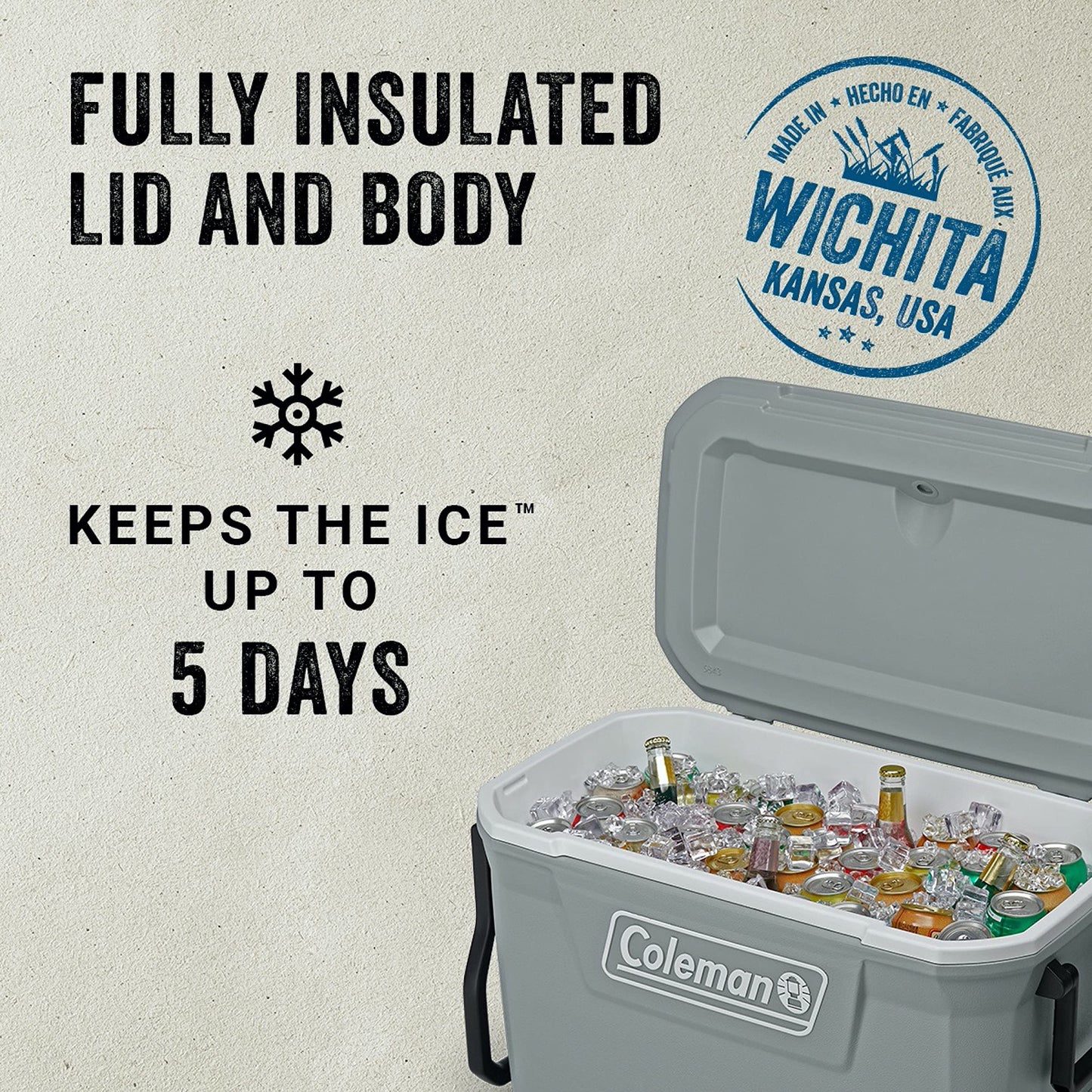 Coleman Ice Chest | 316 Series 62 Quart Wheeled Cooler, Rock