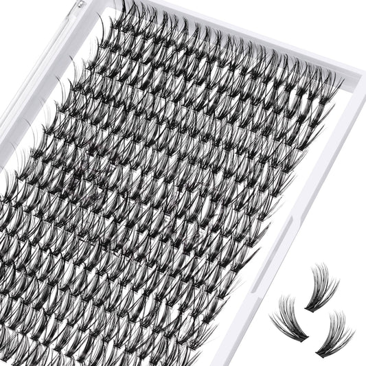 Lash Clusters 40D-D-14mm Individual Lashes 280 Clusters Manga Lashes False Eyelash Lash Clusters Extensions Individual Lashes Cluster DIY Eyelash Extensions at Home (40D-D,14mm)