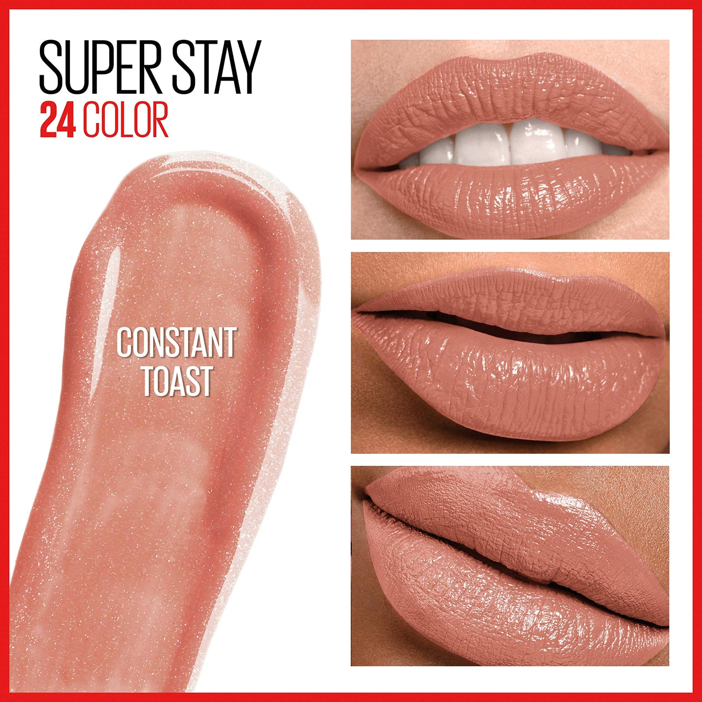 Maybelline Super Stay 24, 2-Step Liquid Lipstick Makeup, Long Lasting Highly Pigmented Color with Moisturizing Balm, Constant Toast, Nude, 1 Count