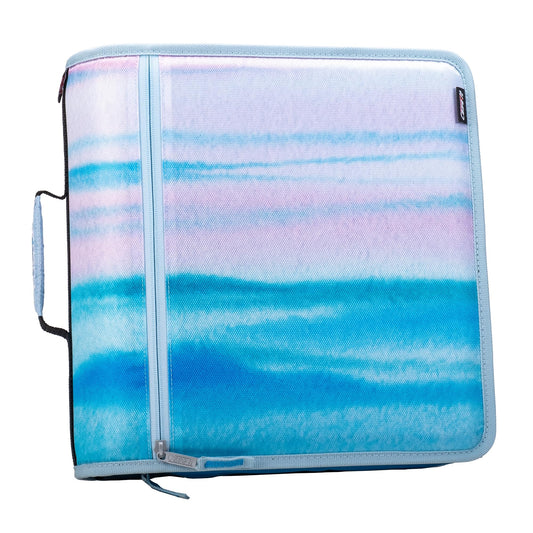 Case-it The Mighty Zip Tab Zipper Binder - 3 Inch O-Rings - 5 Color Tab Expanding File Folder - Multiple Pockets - 600 Sheet Capacity - Comes with Shoulder Strap, D-146 Watercolor Sky