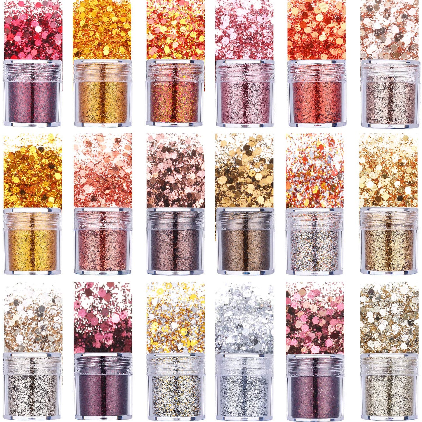 18 Boxes Holographic Chunky Glitter Sequins 18 Colors Chunky Fine Mixed Glitters Sequins Mixed Powder Retro Copper Sequins Flake Cosmetic Sequins Nail Glitter for Nails Body Decoration