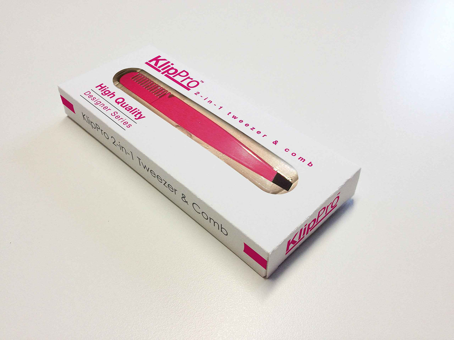 Amaok Eyebrow Tweezer with Comb - Slant Tip, Bright Pink - BOGO SALE Offer - Details Below.