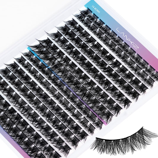 LANKIZ Lash Clusters, 168pcs Individual Lashes C+D Mix Curl for DIY Lash Extensions, Wispy Cluster Lashes, 10-16mm Mix Length Cluster Eyelash Extensions, Natural Lashes that Look Like Extensions