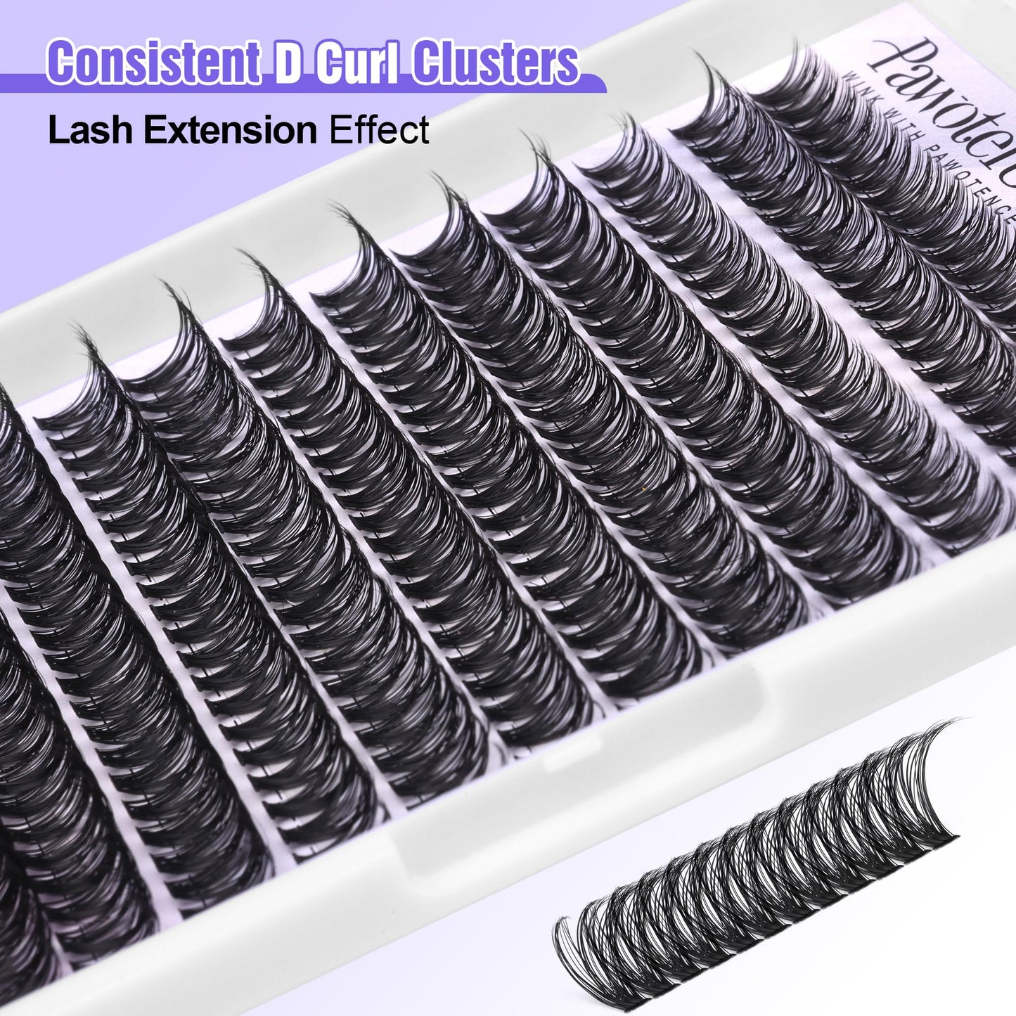 Pawotence Lash Clusters Kit 40D Curl Individual Lash Extension Kit DIY 280pcs 9-16mm Cluster Eyelash Extension Kit with Lash Bond and Seal, Lash Tweezers for Self Use (40D-0.07D-9-16MIX KIT)