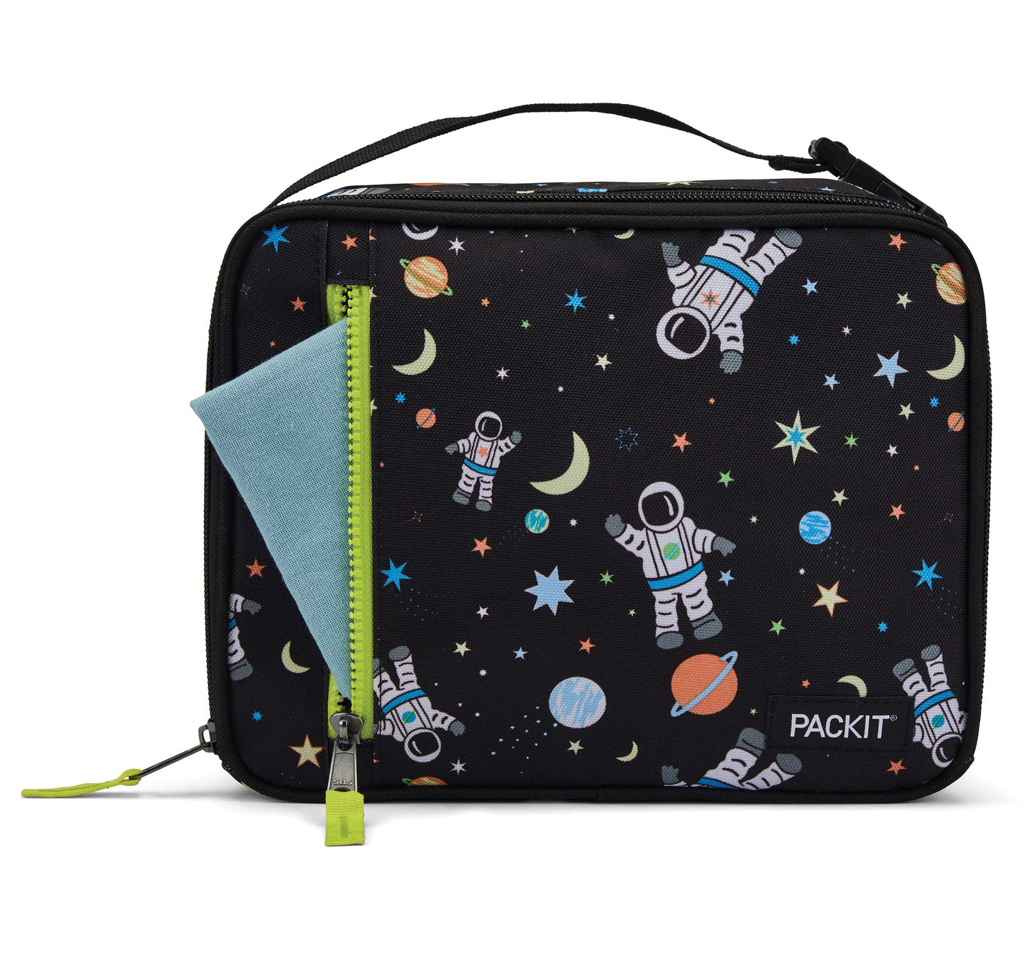 PackIt Freezable Classic Lunch Box, Spaceman, Built with EcoFreeze Technology, Collapsible, Reusable, Zip Closure With Zip Front Pocket and Buckle Handle, Perfect for School Lunches