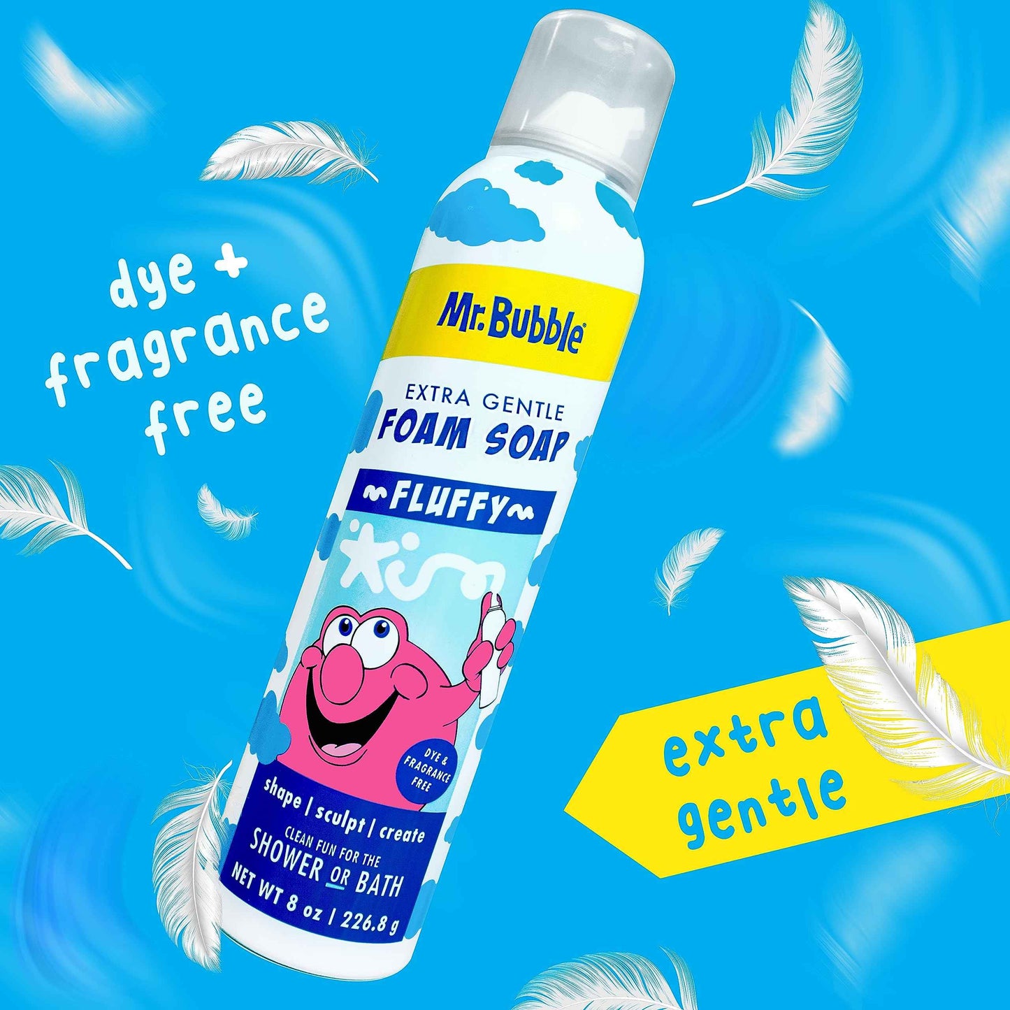 Mr. Bubble Extra Gentle Foam Soap - Fragrance Free Kids Hand and Body Wash 8OZ, Pack of 6