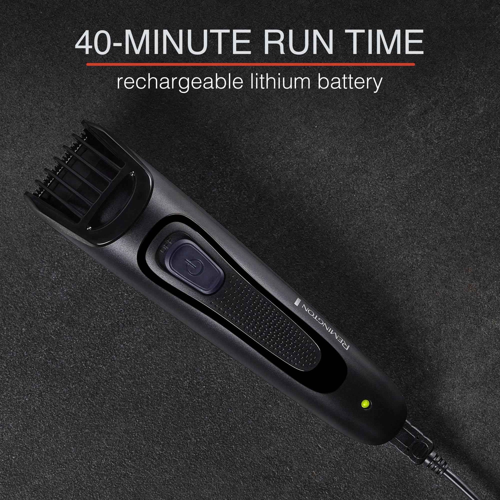 Remington Rechargeable Beard Trimmer Kit for Mustaches, Nose Hair, and Light Detailing and Grooming with Bonus Battery Nose Trimmer