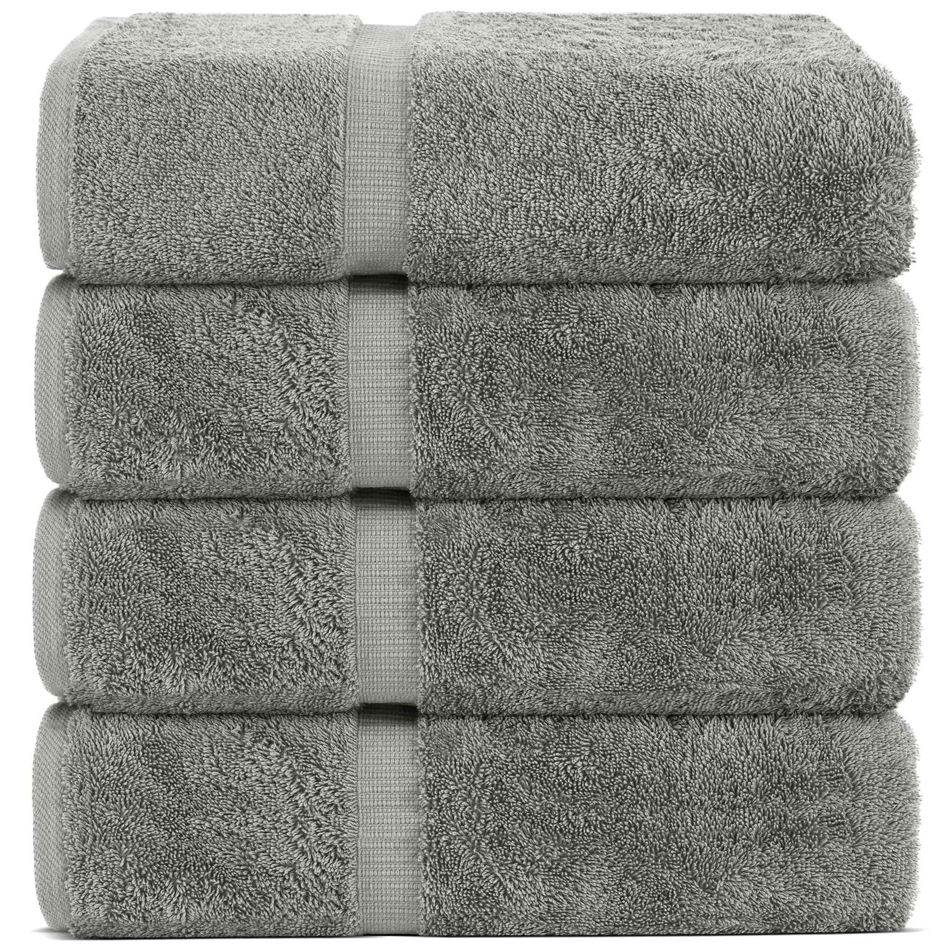 Chakir Turkish Linens Premium Cotton Absorbent Turkish Towels (Bath Towel - Set of 4, Gray)