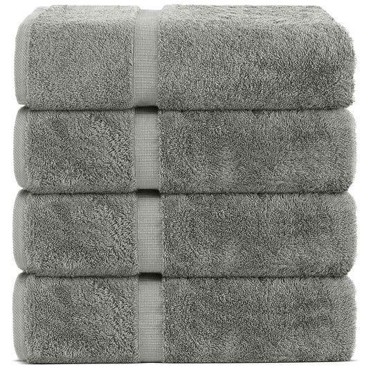 Chakir Turkish Linens Premium Cotton Absorbent Turkish Towels (Bath Towel - Set of 4, Gray)
