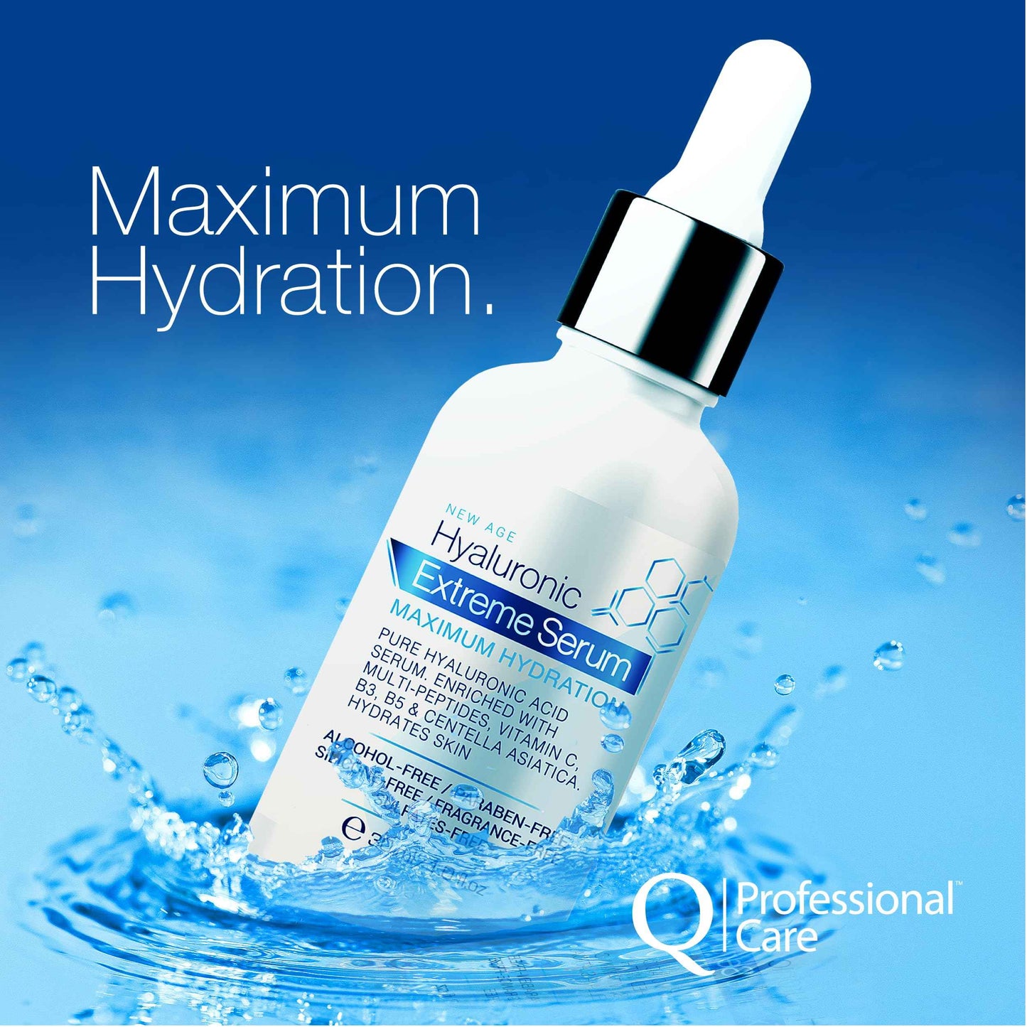 Q|Professional Care Serum for Face | Hyaluronic Acid | Vitamin C | Microneedling | HCA | Multi-Peptides, Vitamins B5, B3, Niacinamide & Centella Asiatica | Alcohol free, Fragrance-Free