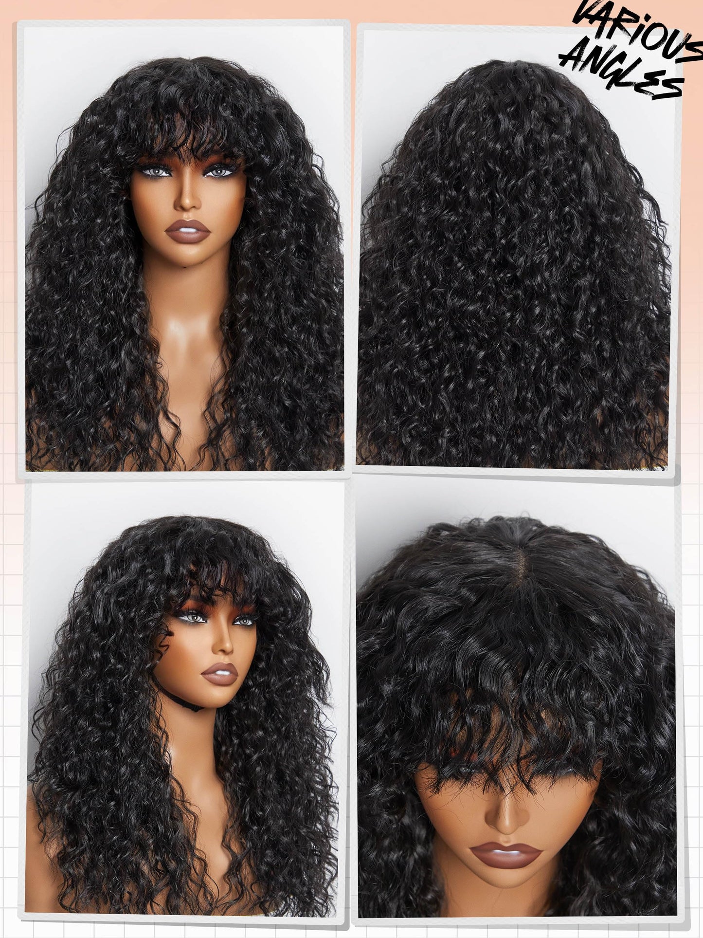 GORGIUS Shaggy Haircuts Curly Wig with Bangs Crafted with Style-Archive™ Technology: Premium Fiber & Remy Human Hair Blended, Realistic Look with True Scalp