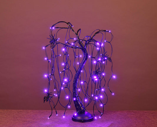 Queens of Christmas Halloween Willow Bansai LED Tree, 2', Purple