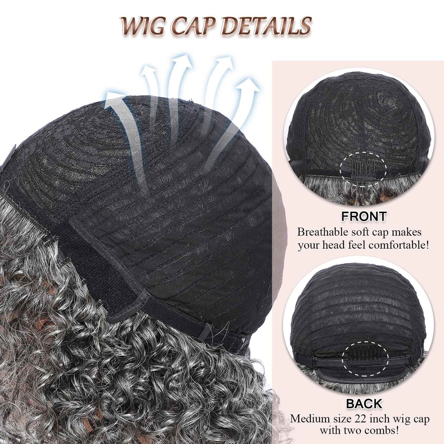 HUA 10 Inch Short Curly Wigs for Black Women Glueless Kinky Curly NO Lace Wig Beginner Friendly Curly Afro Wigs for Women Wear and Go Glueless Wig Natural Black Color 150% Density