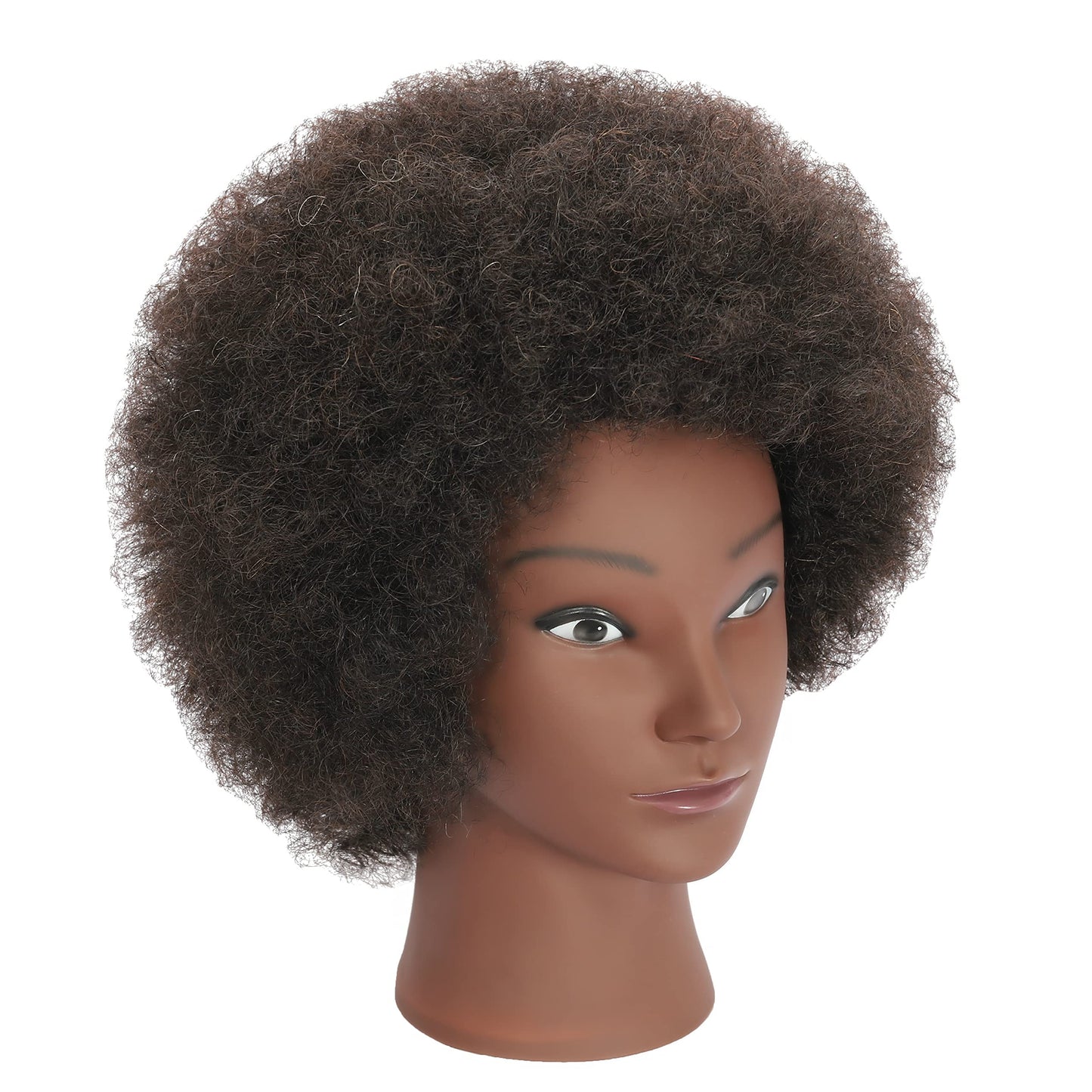 TIANYOUHAIR Kinky Curly Real 100% Human Hair Mannequin Head Cosmetology Manikin Doll Training Head with Stand for Hairdresser Practice Braiding Styling Coloring Bleaching Dyeing Cutting Updos Display