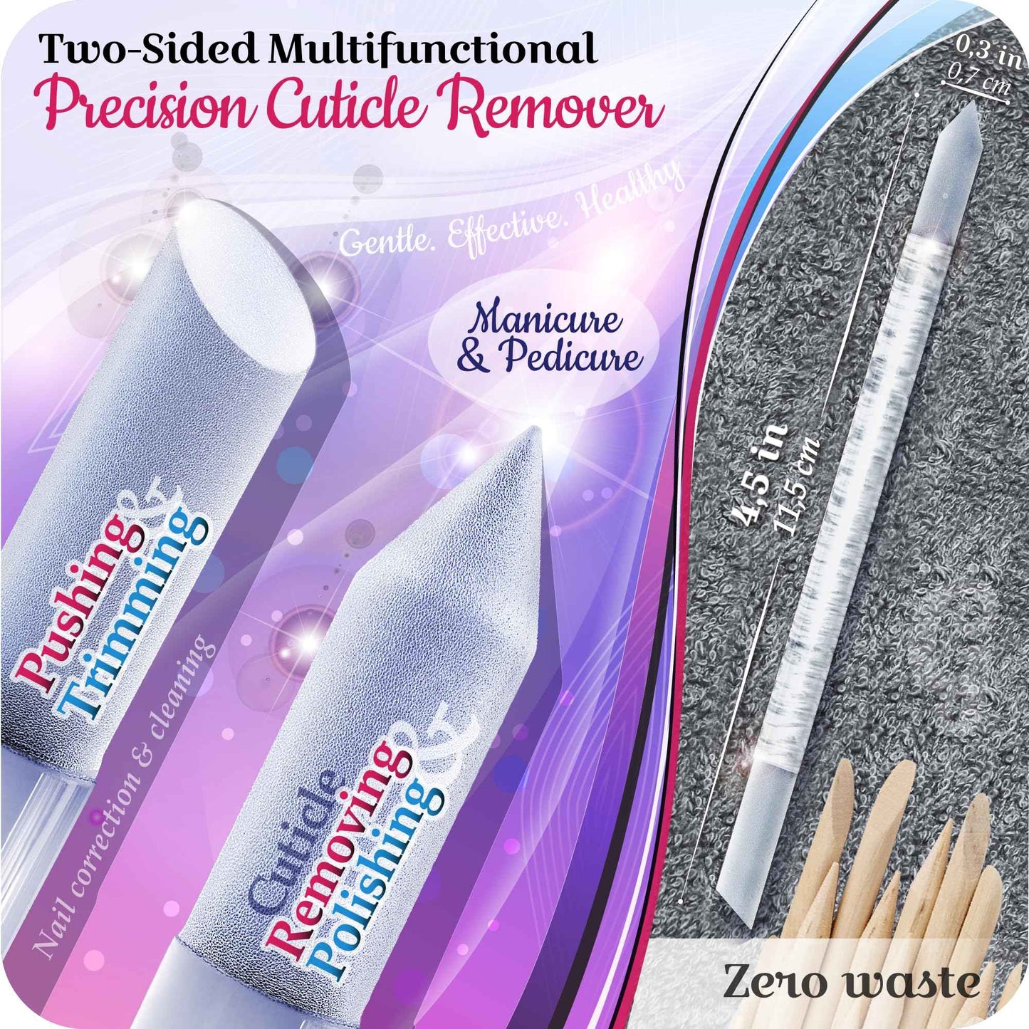 GLADZY Czech Glass Nail File Set with Glass Nail Shiner & Cuticle Pusher– 3 pcs Manicure Kit with Case, Multi-Functional Nano Buffer, Manicure Stick, Etched Crystal File for Natural Nails, Made in EU