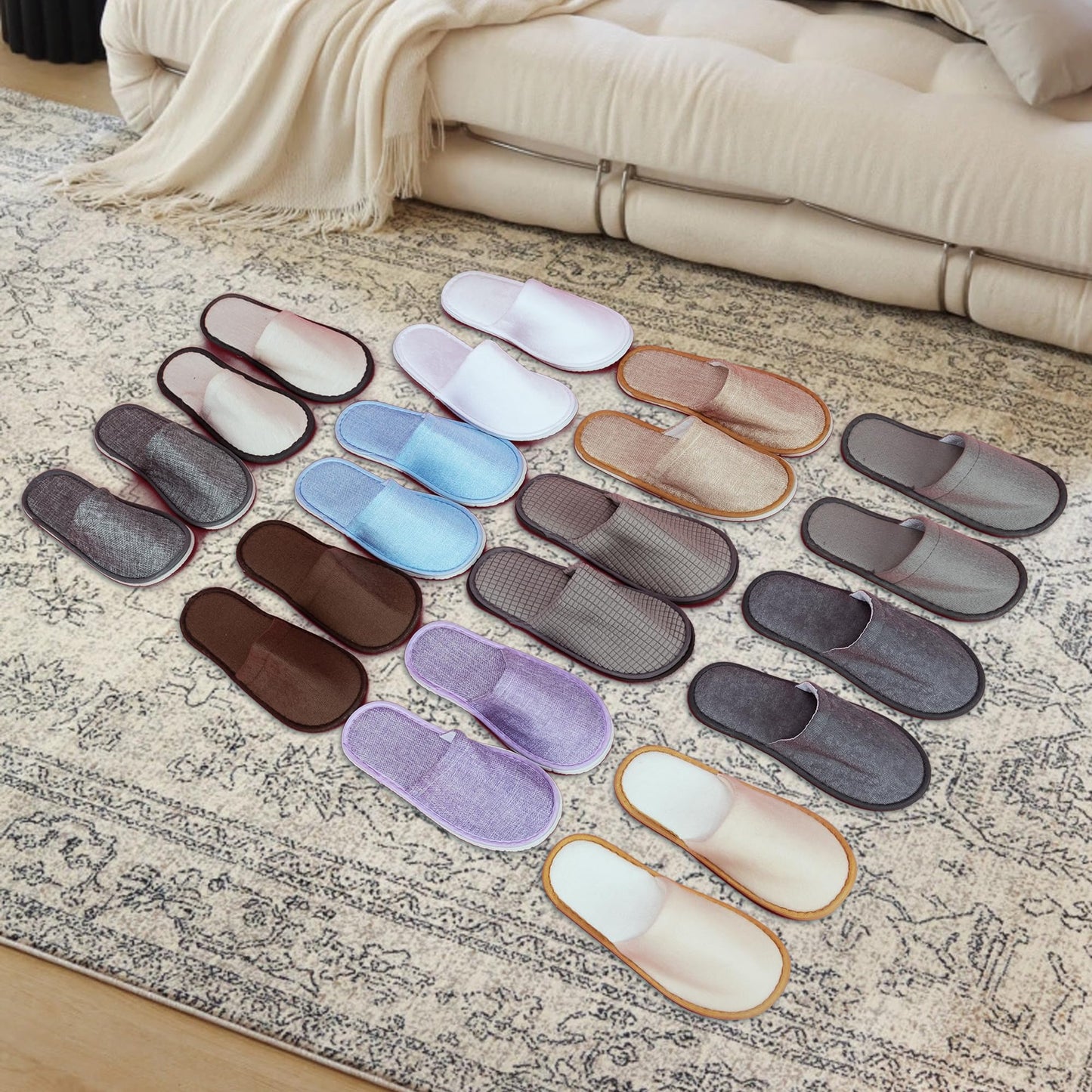 WSOARLQ 6 Pack Disposable Home Slippers, Bulk Spa Slipper for Guests Closed-Toe Hotel Slipper Convenient Light Comfy House Shoes