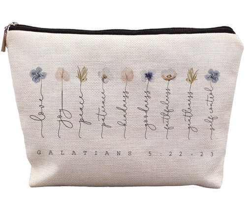 Uinwk Bible Verse Christian Makeup Bag - Scripture Galatians 5:22-23 Love Joy Peace Positive Kindness Cosmetic Bag - Christian Gifts for Women
