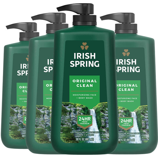 Irish Spring Original Clean Body Wash, 30 Oz Pump (Pack of 4)