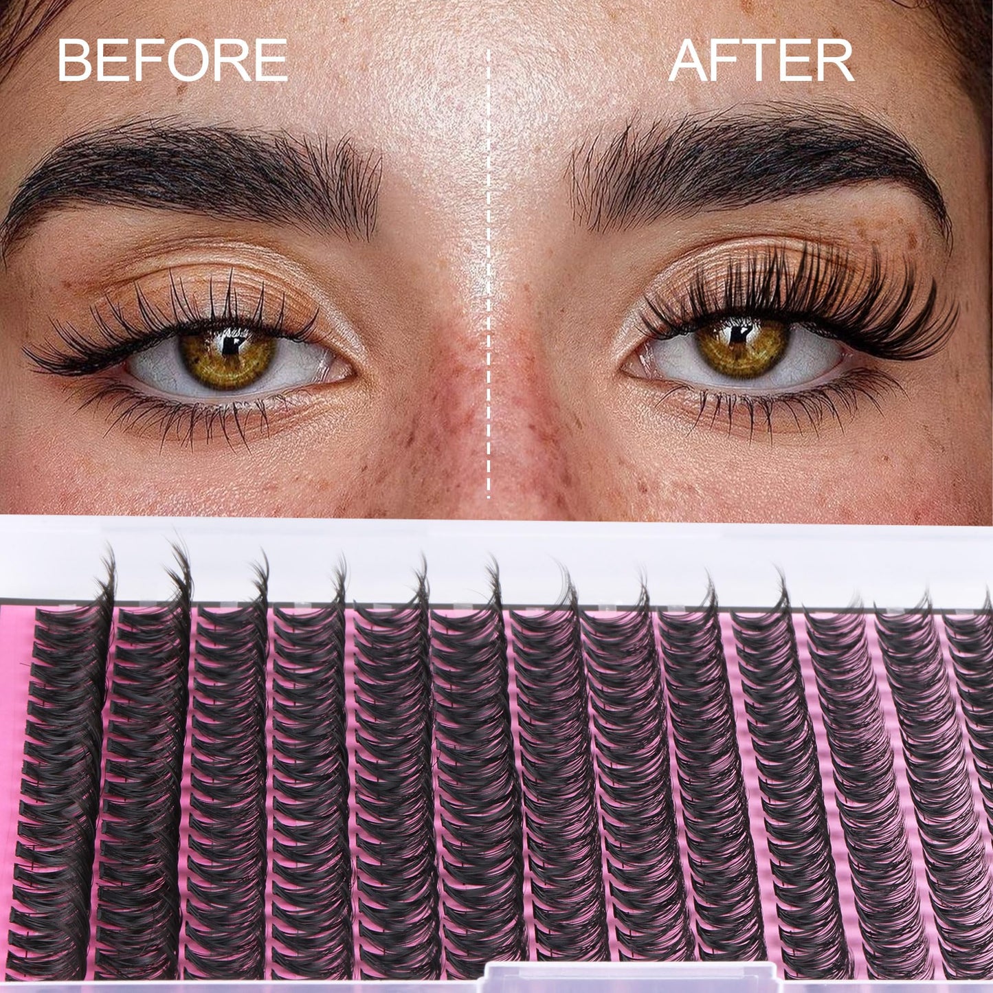 FANXITON Lash Clusters 280 Pcs Wispy Lash Clusters D Curl 8-16 MM Mix Natural Eyelash Clusters 40D Individual Eyelash DIY Lash Extensions at Home(0.07D 40D)