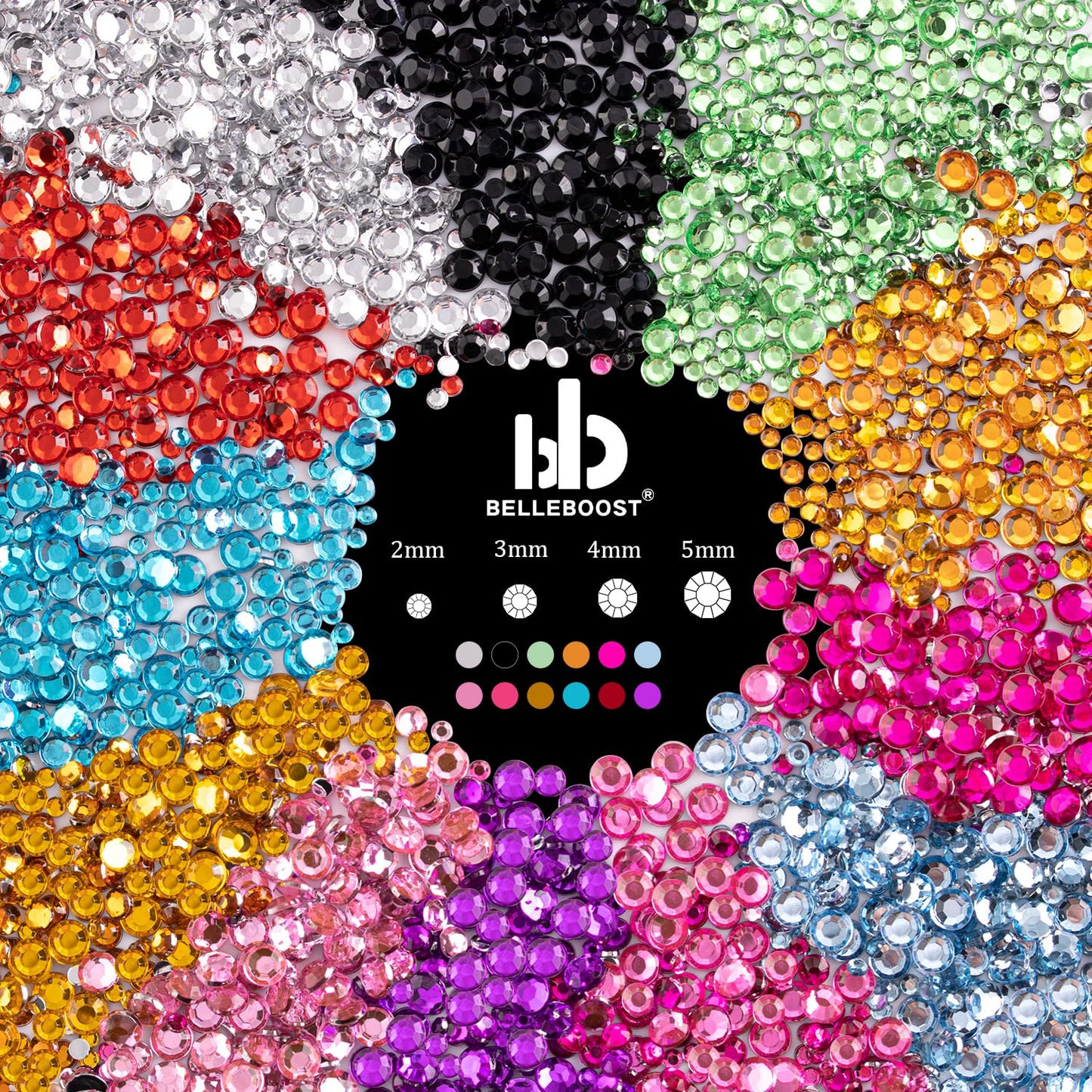 Flat Back Rhinestone Kits Colorful Rhinestones+Crystal AB&Transparent White Gems With Picker Pencil And Tweezer For Home DIY And Professional Nail Art