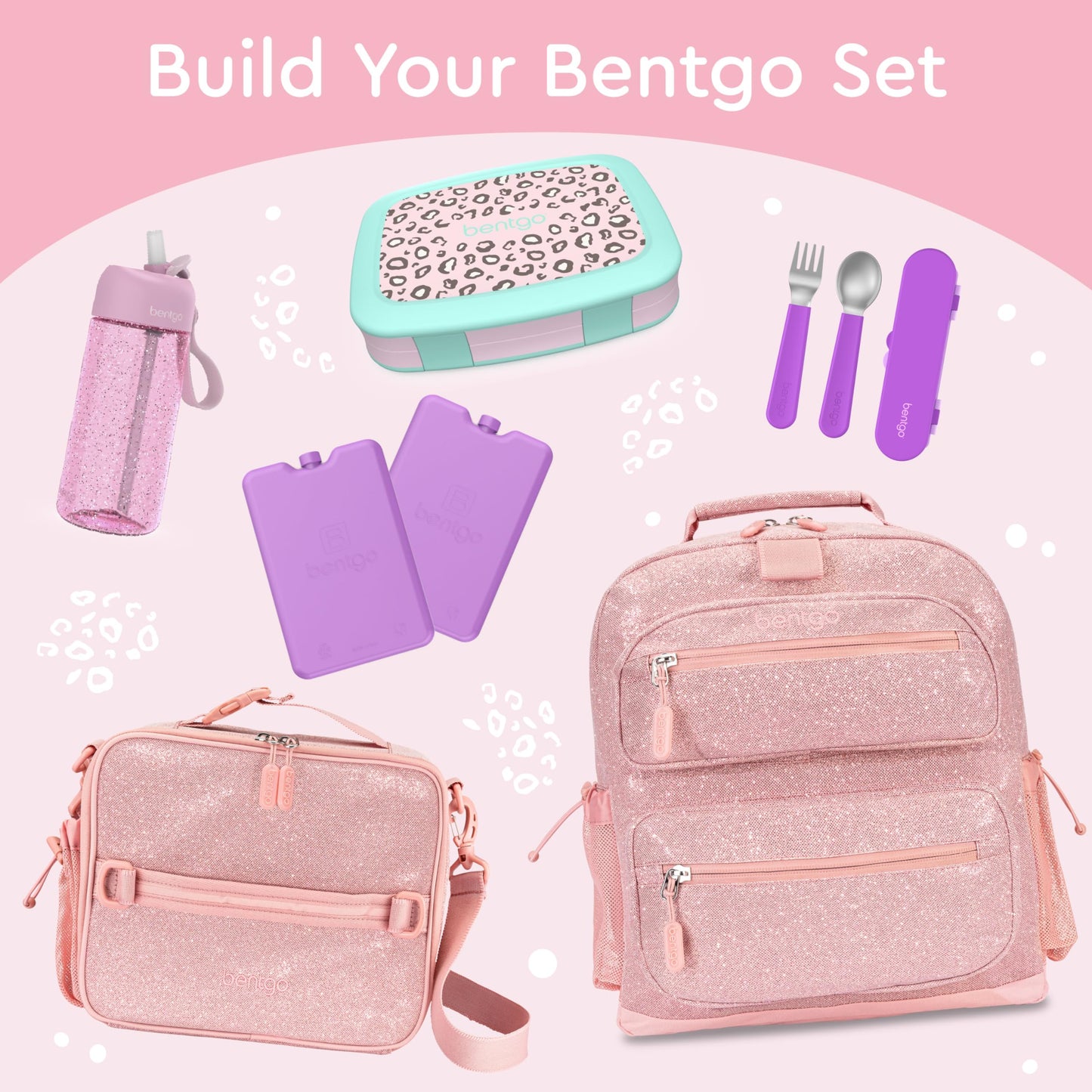 Bentgo Kids Prints Leak-Proof, 5-Compartment Bento-Style Kids Lunch Box - Ideal Portion Sizes for Ages 3-7, Durable, Drop-Proof, Dishwasher Safe, & Made with BPA-Free Materials (Leopard)