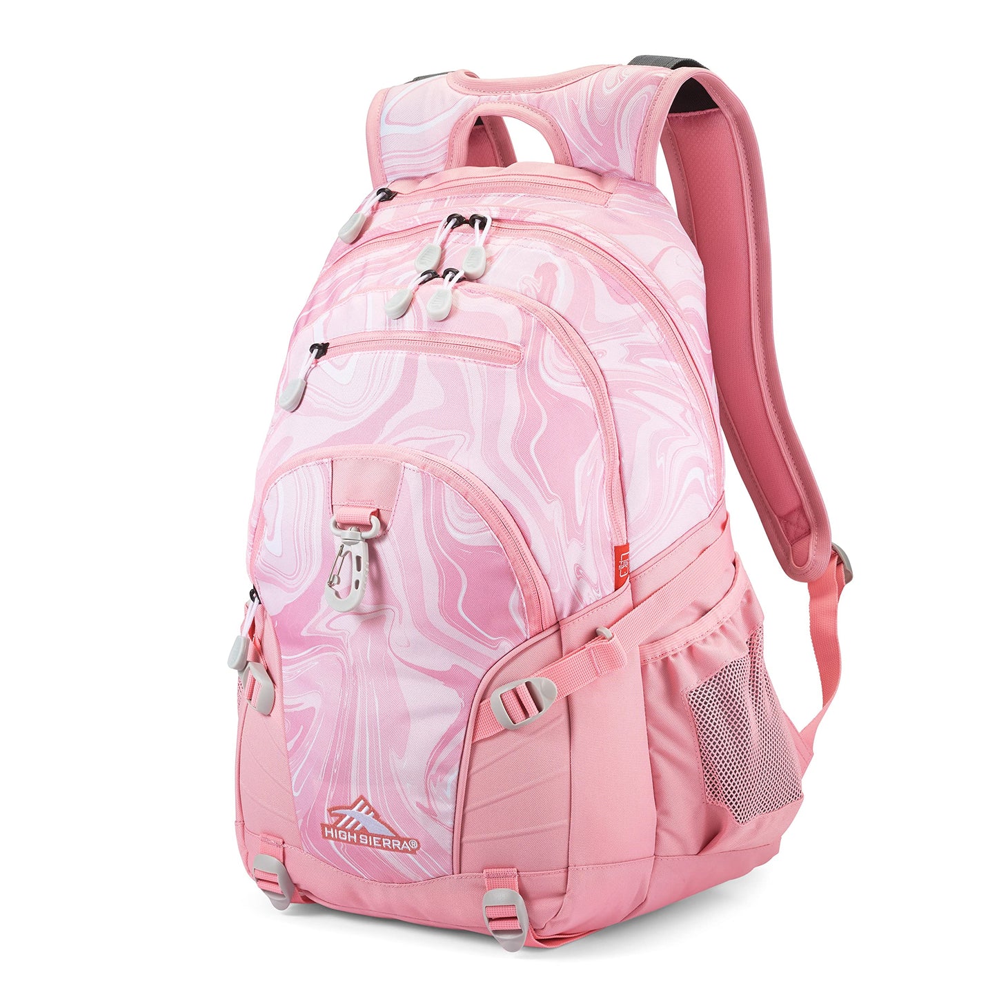 High Sierra Loop Backpack, Travel, or Work Bookbag with tablet sleeve, One Size, Pink Marble - Bubblegum Pink