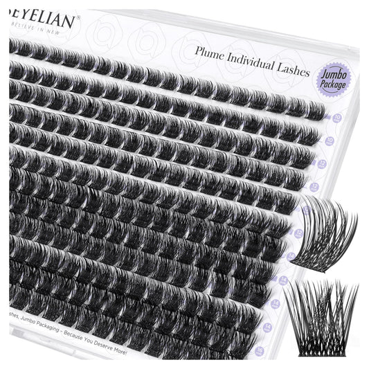 BEYELIAN Lash Clusters, 240 Pcs 10-16mm D+ Curl Individual Cluster Lashes Dense Look Soft DIY Lash Extensions Black Super Thin Band DIY Eyelash Extension (P11)