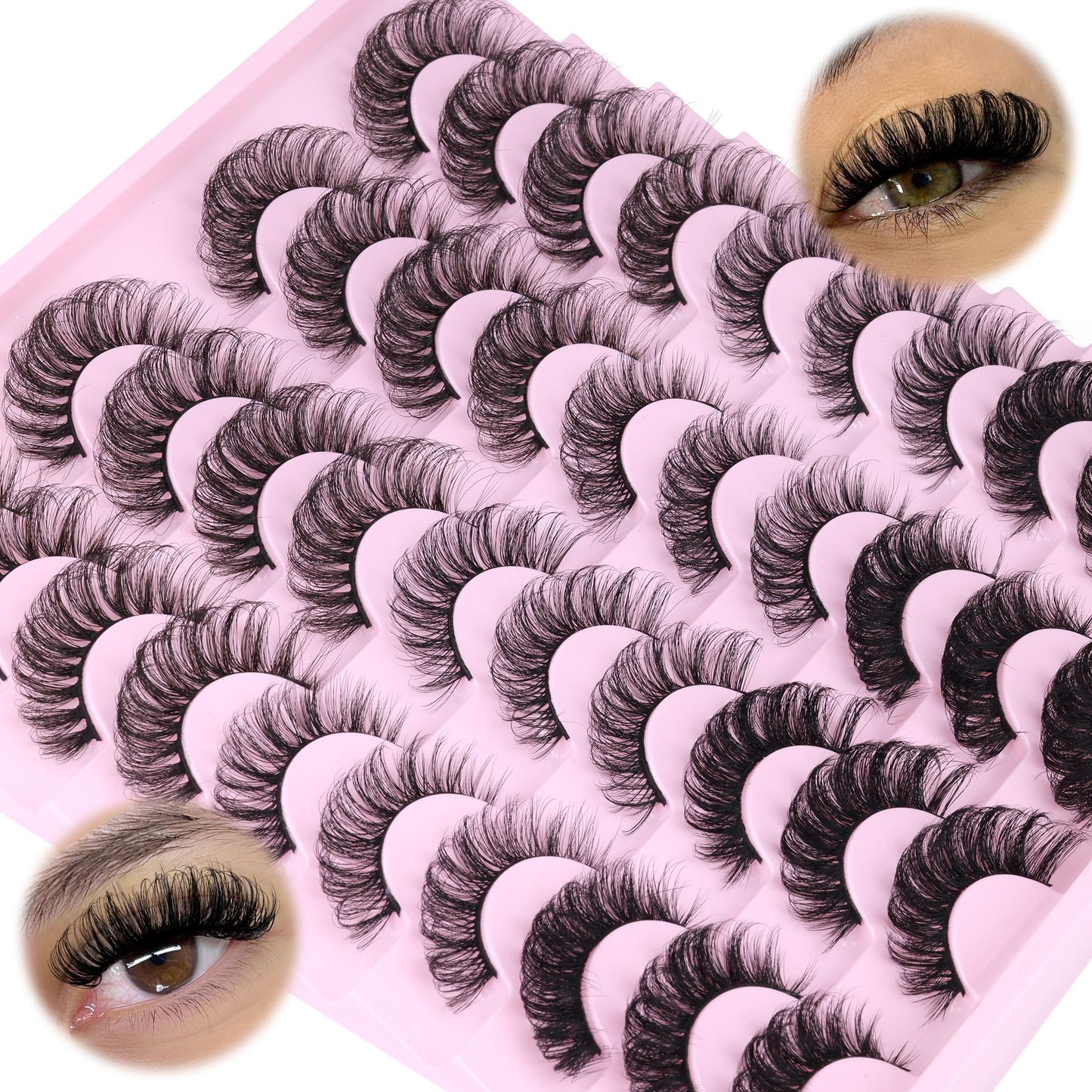 JIMIRE Russian Strip Lashes D Curl Fluffy False Eyelashes 3 Styles Mixed Faux Mink Lashes Natural Look Like Eyelash Extensions 14mm-17mm Wsipy Lashes 6d Volume Fake Lashes 20 Pairs Multipack