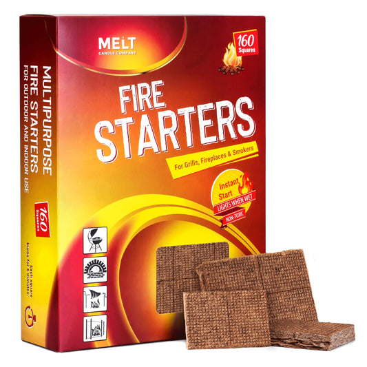 Fire Starter Squares, 160 pcs - Fire Starters for Campfires, Grill, Outdoor Fire Pit, Fireplace, BBQ - Fire Starter Kit, Water Resistant & Odorless - Camping Accessories