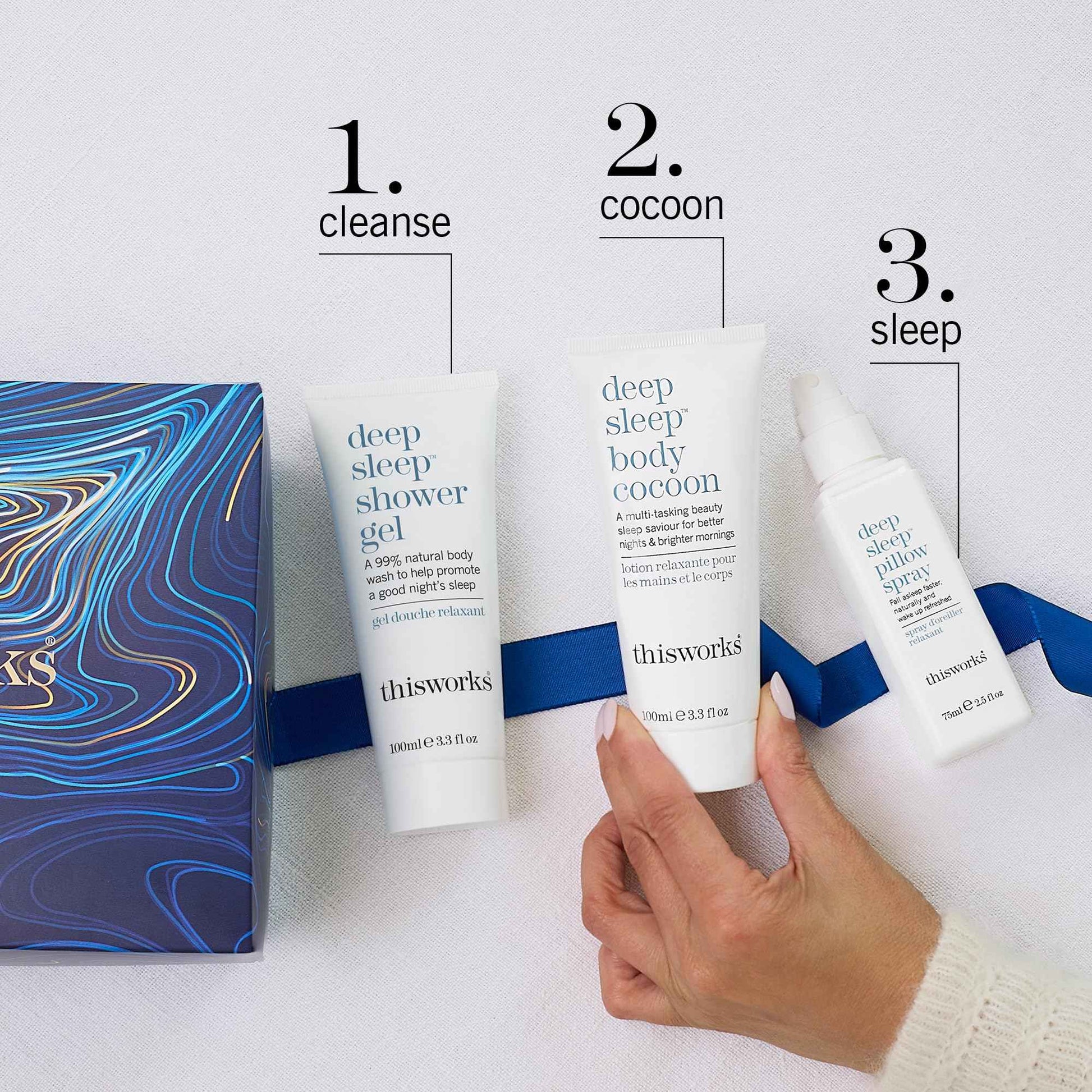 This Works Dream to Sleep Kit – Deep Sleep Pillow Spray 75ml, Shower Gel 100ml & Body Cocoon 100ml – Science-Backed Bedtime Ritual with Lavender, Chamomile & Vetivert