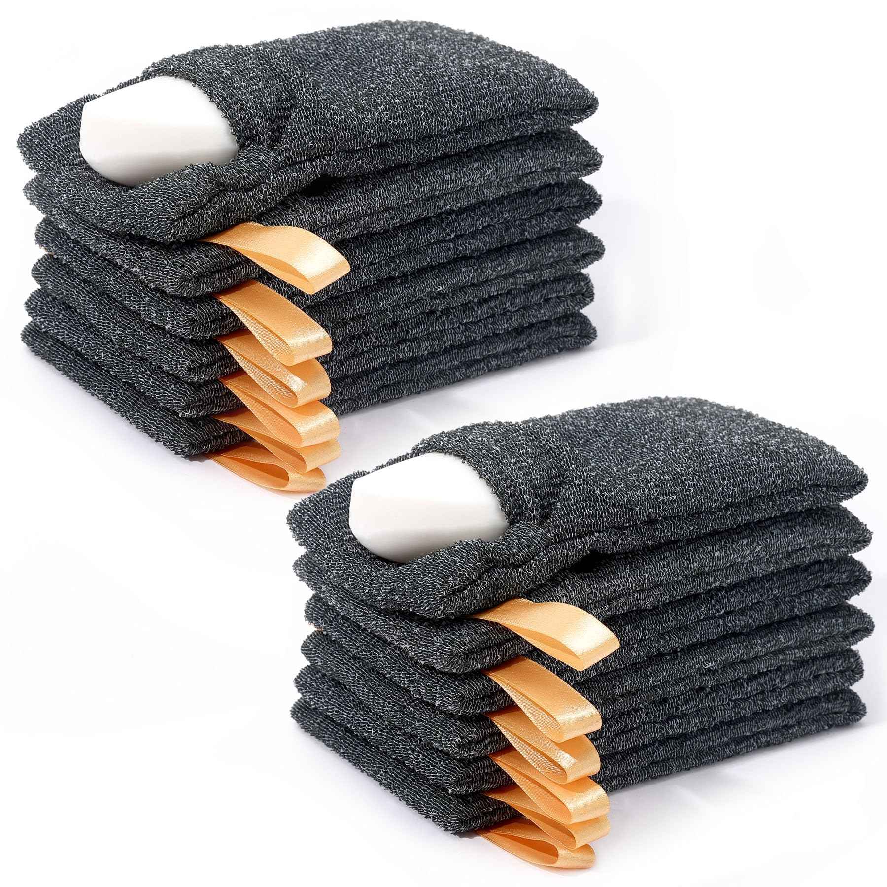 Antimbee 12-Pack Soap Pouch, Soap Exfoliating Bag, Body Scrubbers for Shower Soap Saver, Gray Mesh Bar Soap Sock for Senstive and Rough Skin