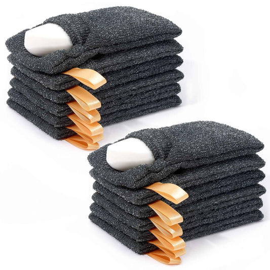 Antimbee 12-Pack Soap Pouch, Soap Exfoliating Bag, Body Scrubbers for Shower Soap Saver, Gray Mesh Bar Soap Sock for Senstive and Rough Skin