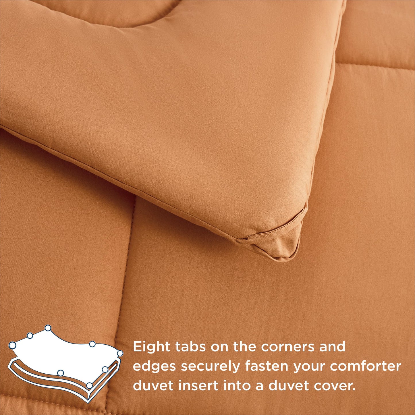 Bedsure Comforter Duvet Insert - Quilted Comforters Twin XL Size, All Season Duvet, Down Alternative Bedding Comforter with Tabs(Burnt Orange,Twin XL 92"x68")