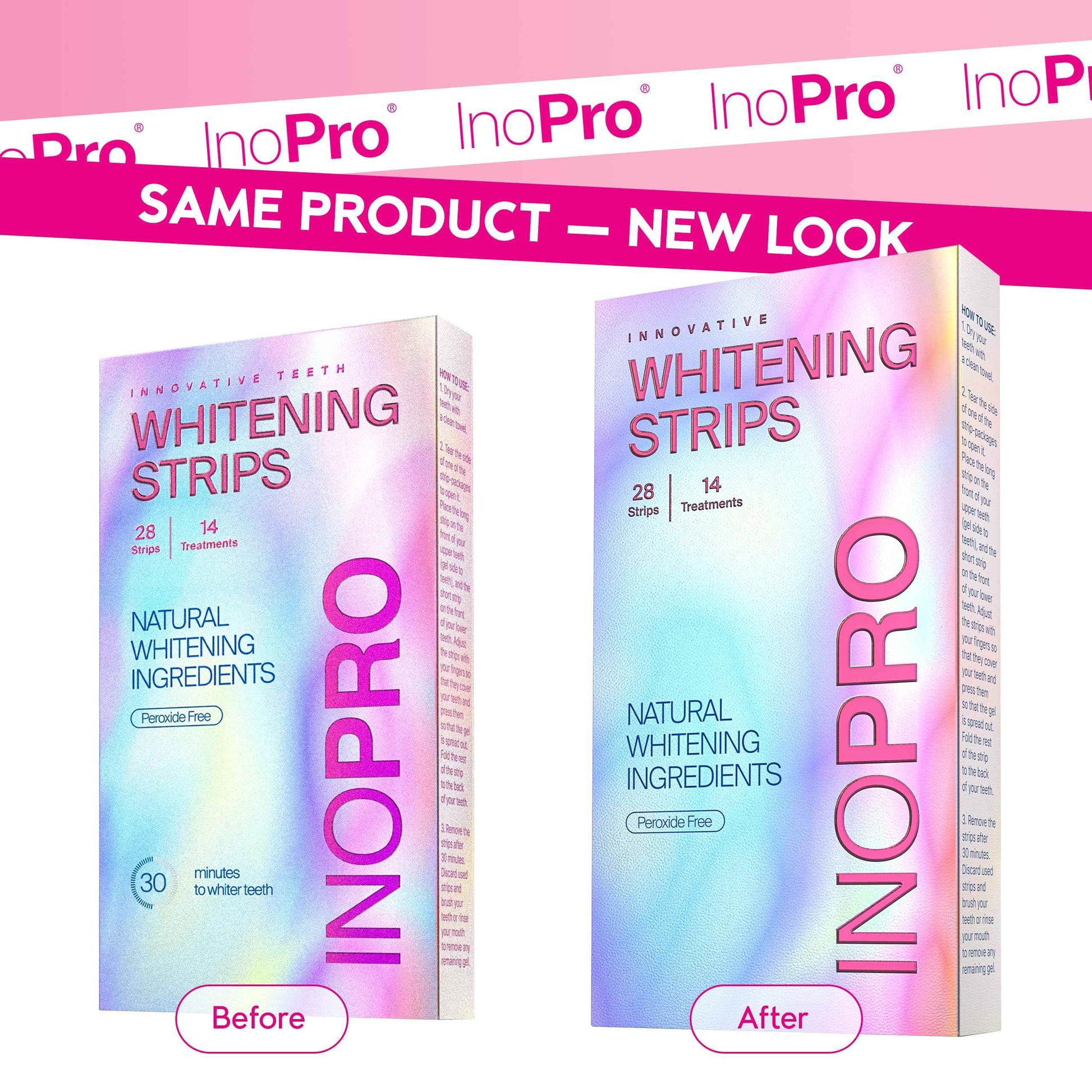 InoPro Teeth Whitening Strips 14 Treatments Kit - Enamel Safe Teeth Whitener, Peroxide-Free, Green White Strips for Teeth Whitening with Arbutin, Coconut Oil, Deep Stains Removal (28 Strips)
