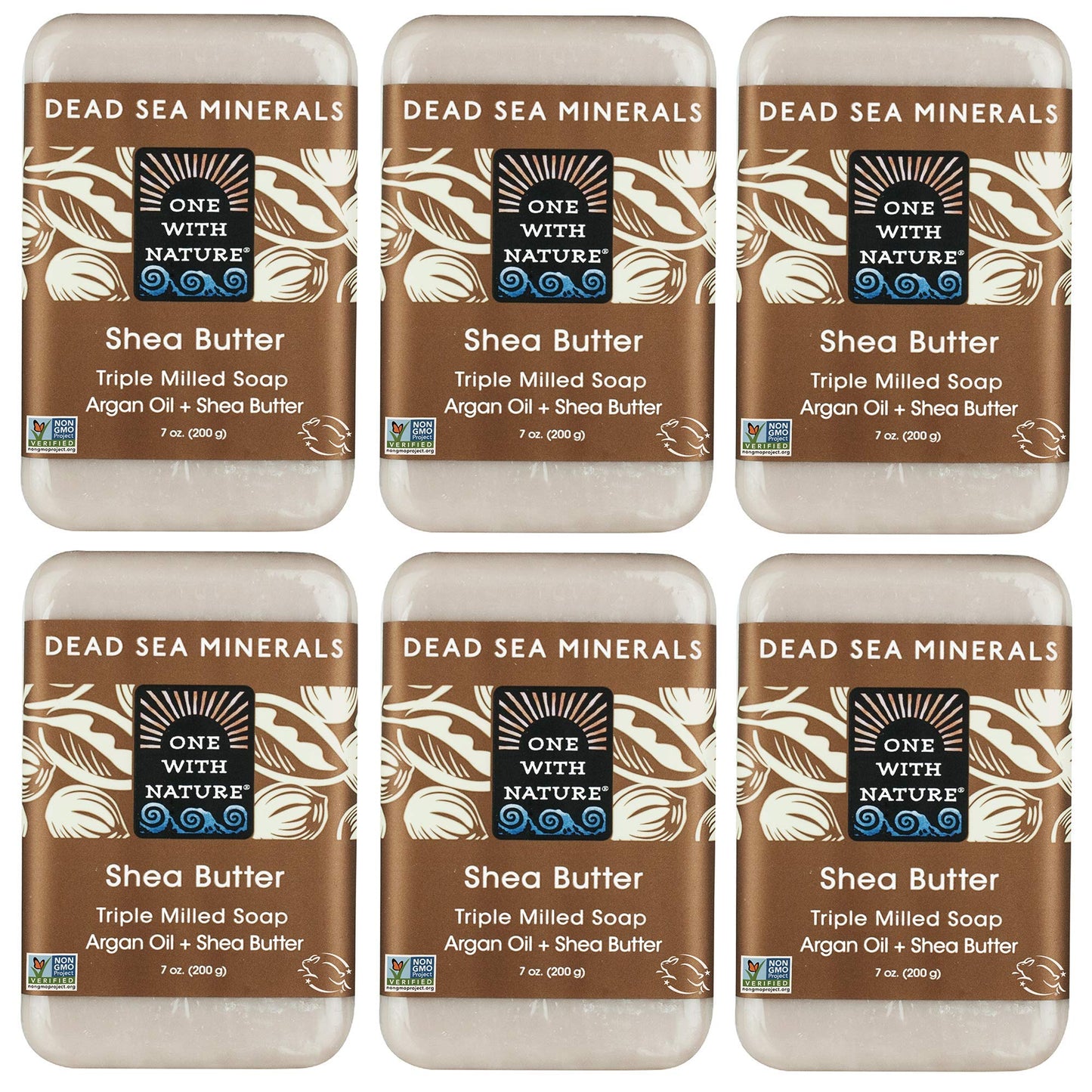 One With Nature Shea Butter Dead Sea Mineral Soap, 7 Ounce Bars (Pack of 6)