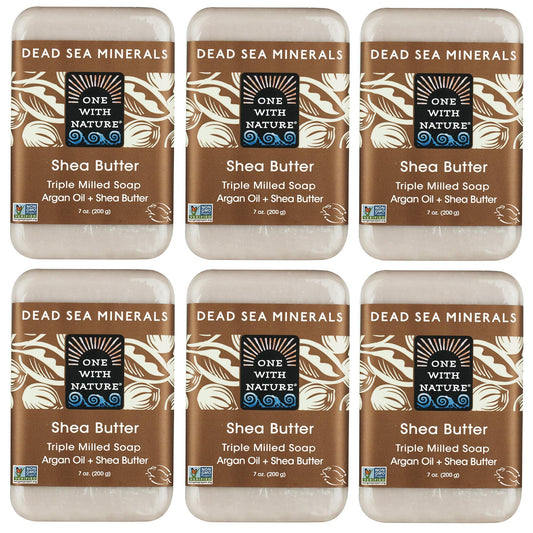 One With Nature Shea Butter Dead Sea Mineral Soap, 7 Ounce Bars (Pack of 6)