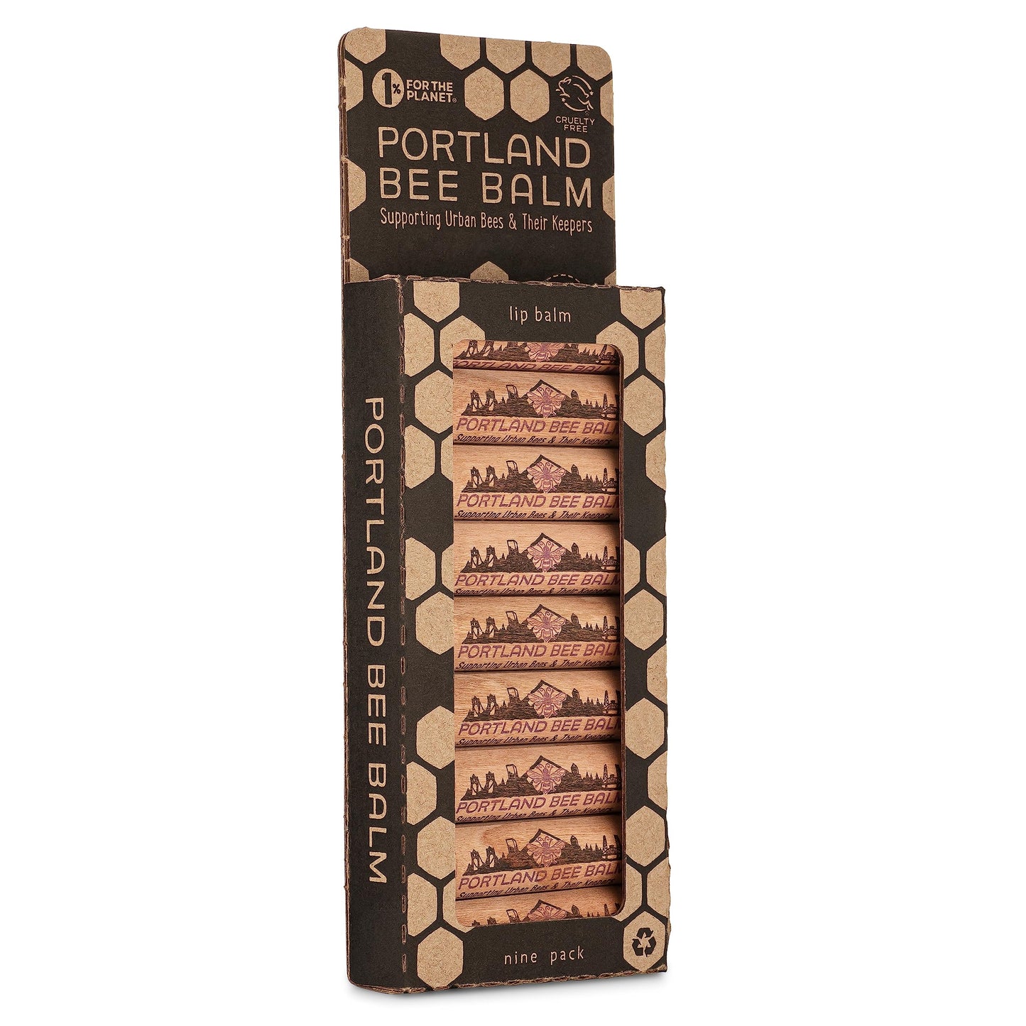 Portland Bee Balm All Natural Handmade Beeswax Based Lip Balm, Lavender 9 Count