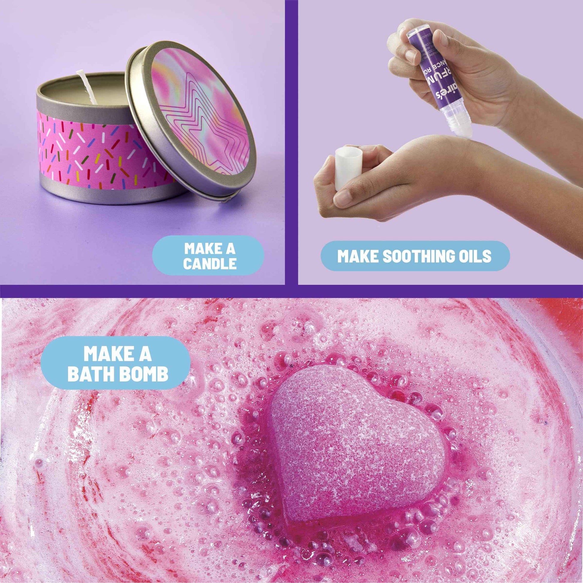 Claire's DIY Bath Bomb & Scented Candle Making Set, 32-Piece Spa Craft Kit, Make Your Own Soothing Oils & Perfume Fragrance, Kids Toys, Science Beauty Project Activity, Arts & Crafts Gift for Ages 6+