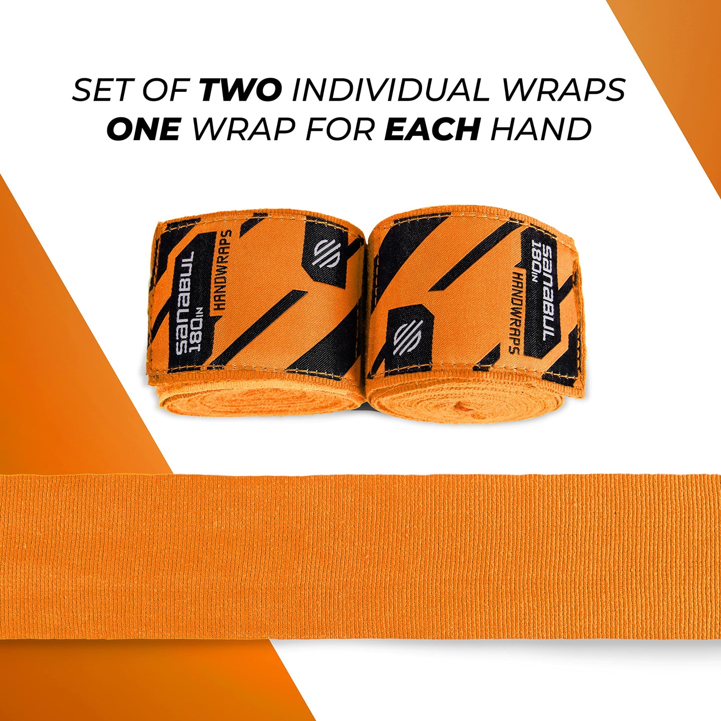 Sanabul Elastic Professional 180 inch Handwraps for Boxing Kickboxing Muay Thai MMA (Orange, 180 inch)