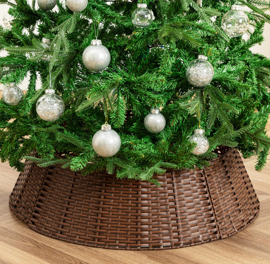 HBlife 39 Inch Christmas Tree Collar, Handwoven Plastic Rattan Tree Collar Ring, Rustic Farmhouse Christmas Tree Skirt, Tree Base Stand Cover for Christmas Tree Decoration