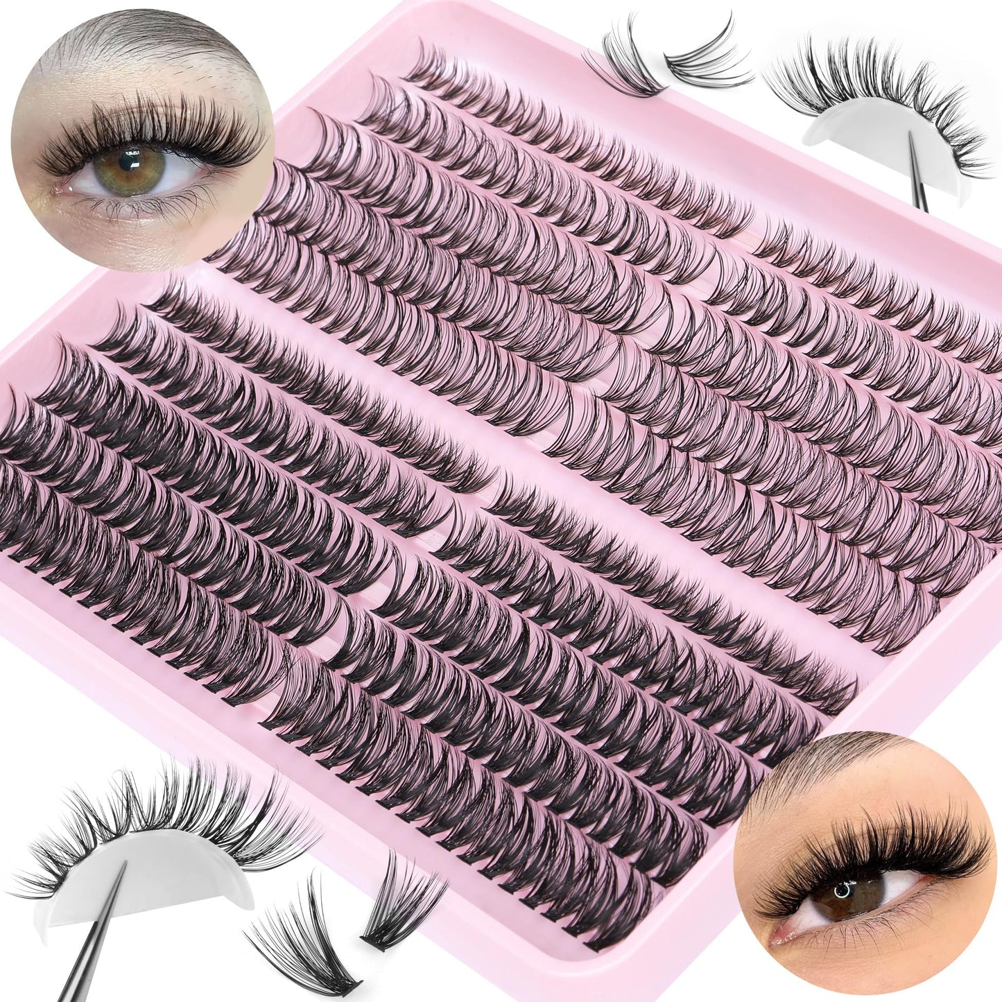 Cluster Lashes Individual Lash Extensions 360Pcs Eyelash Extension D Curl Lash Clusters 30D/40D Cluster Lashes by TNFVLONEINS (30D+40D-D-0.07)