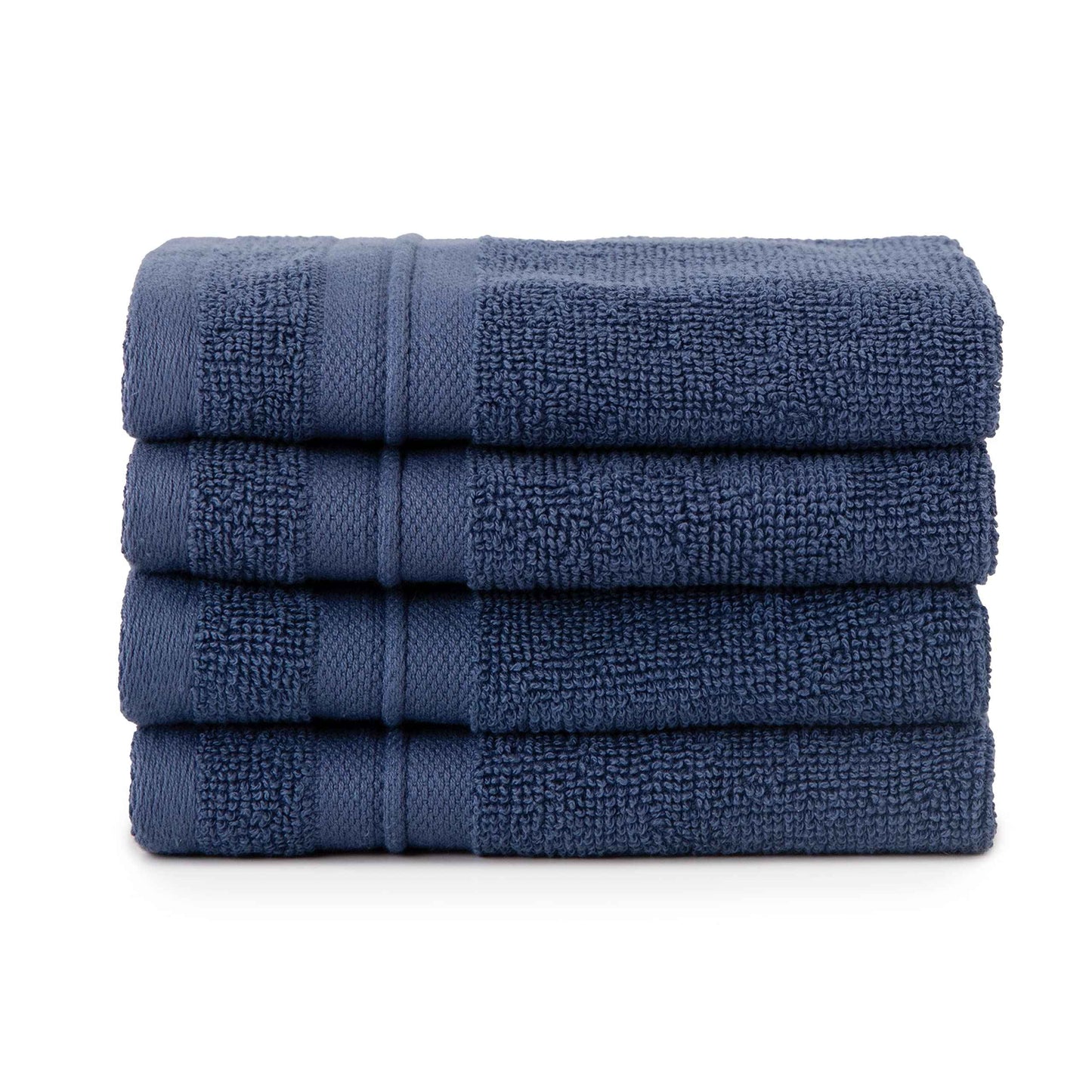 Sticky Toffee Washcloths Set of 4 – 13x13 in Blue 100% Terry Cotton, Soft and Absorbent Oeko-Tex Cloths for Face and Body Washing
