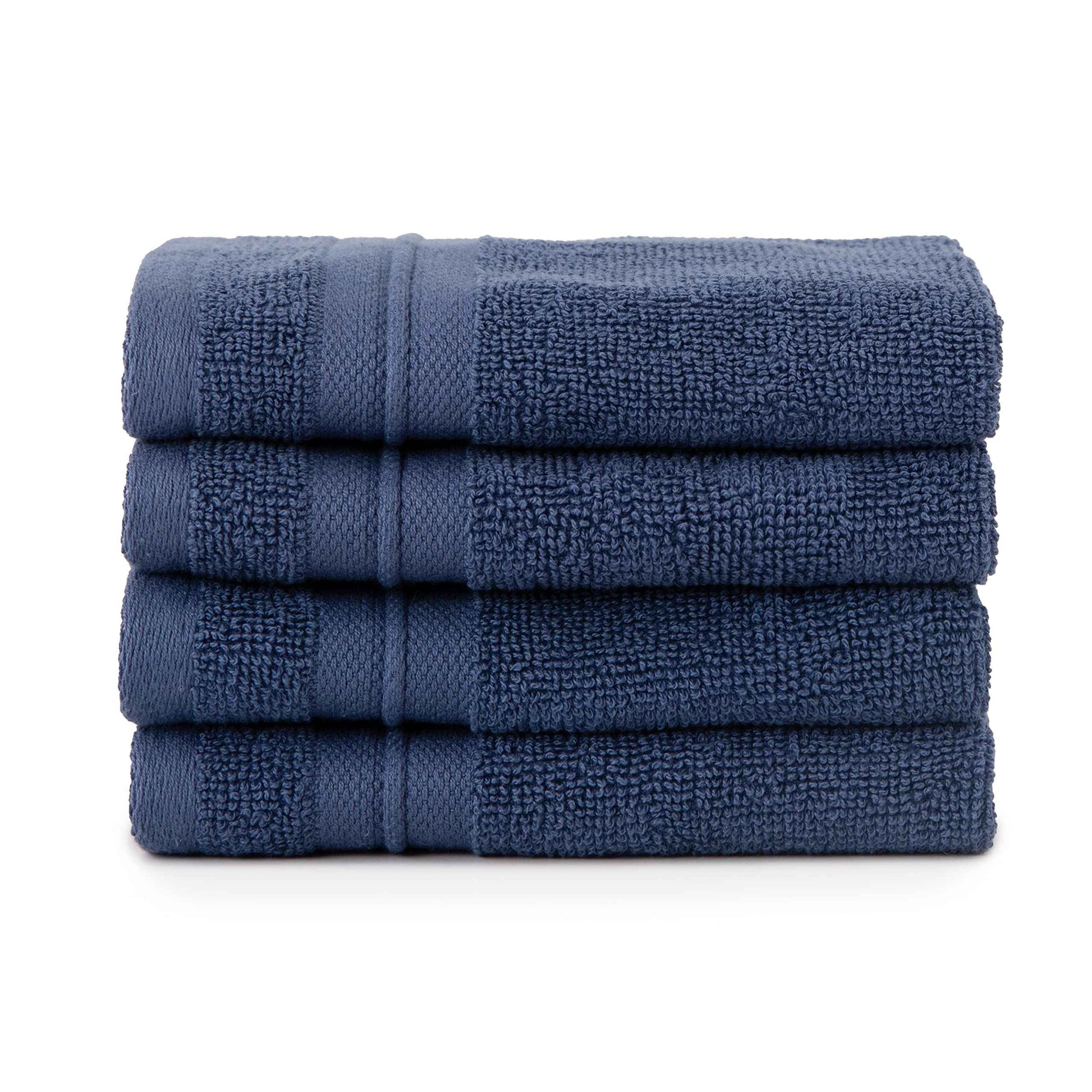 Sticky Toffee Washcloths Set of 4 – 13x13 in Blue 100% Terry Cotton, Soft and Absorbent Oeko-Tex Cloths for Face and Body Washing
