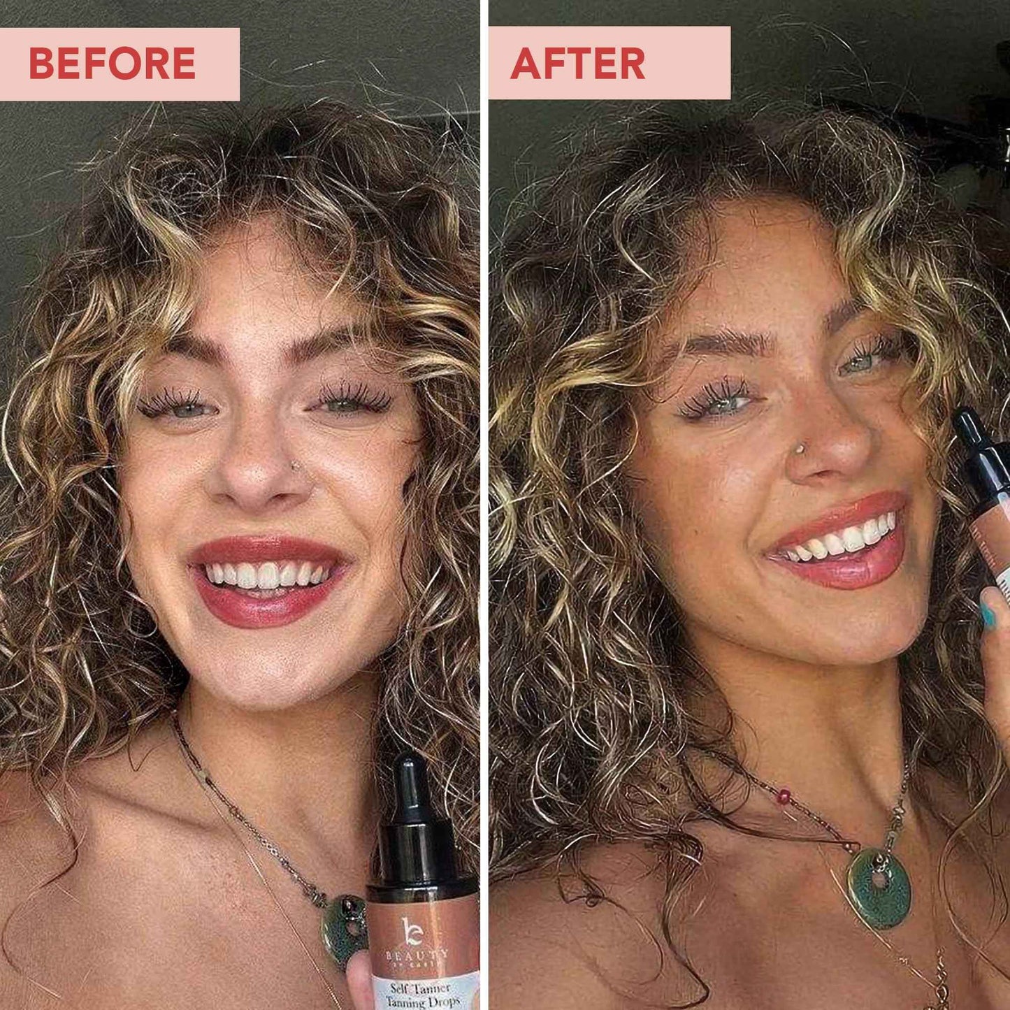 Self Tanning Drops & Kabuki Face Brush - Made with Natural and Organic Ingredients, Dark Face Tanning Drops to Add to Lotion, Moisturizing Bronzing Drops for Face & Body, Toxin Free Face Tanner