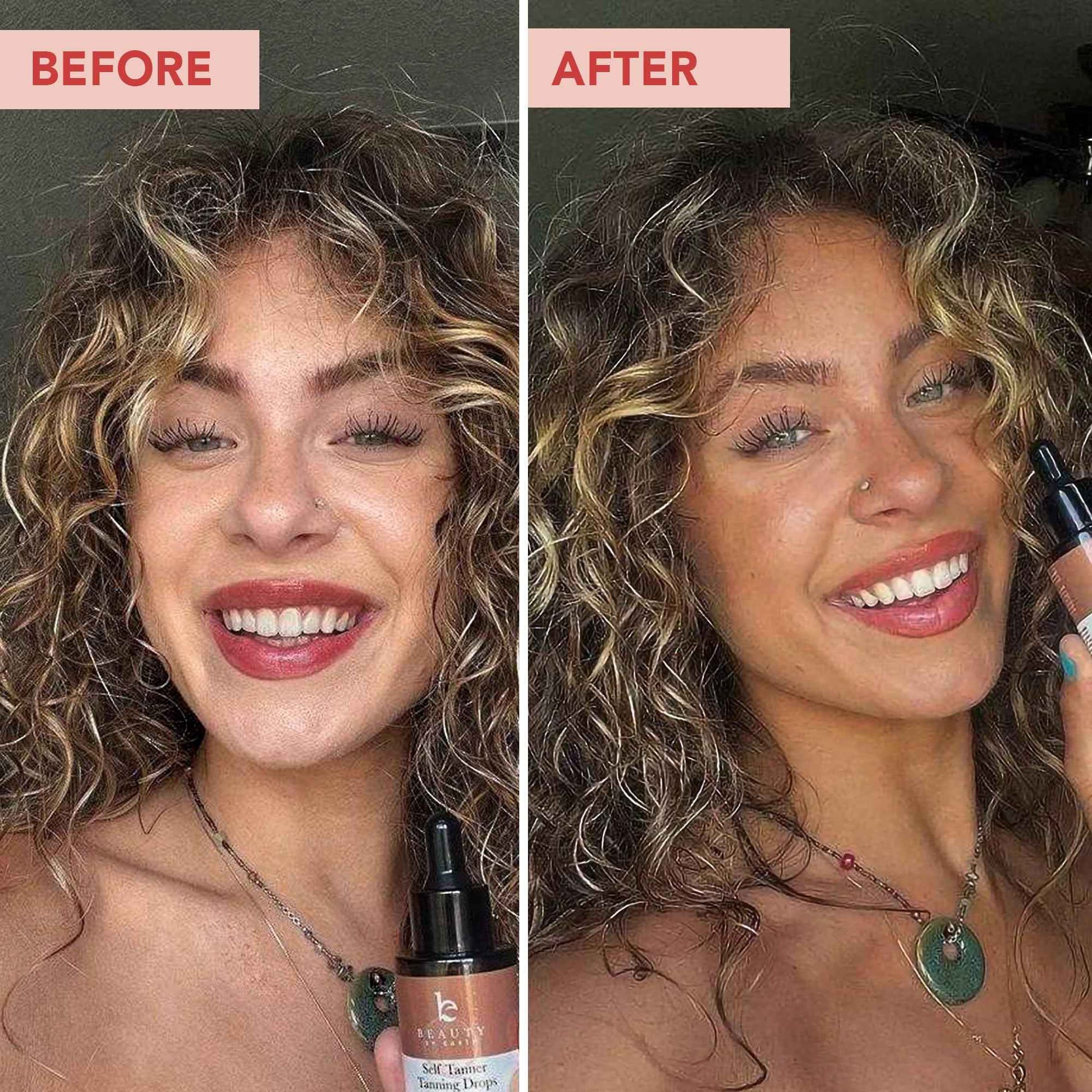 Self Tanning Drops & Kabuki Face Brush - Made with Natural and Organic Ingredients, Dark Face Tanning Drops to Add to Lotion, Moisturizing Bronzing Drops for Face & Body, Toxin Free Face Tanner