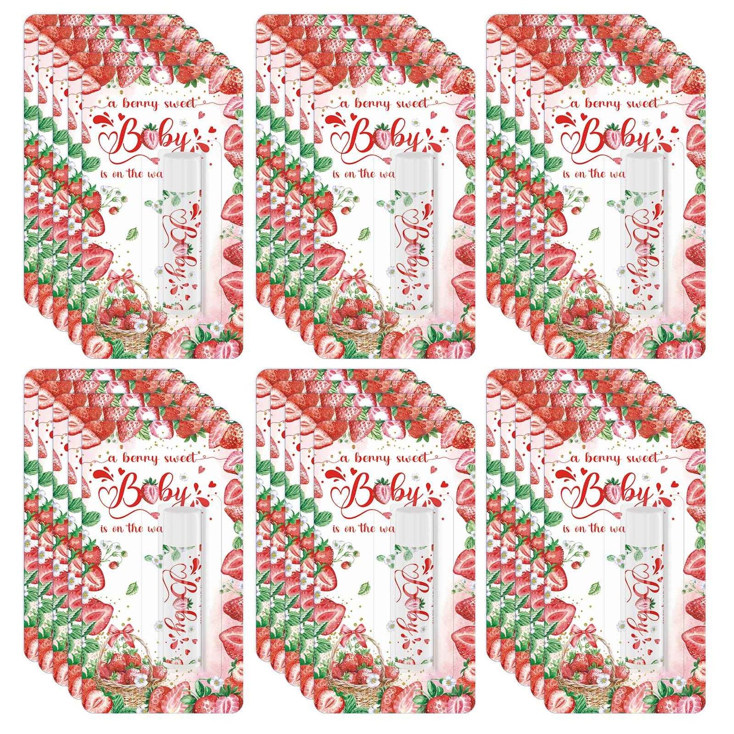 30 Pack Strawberry Baby Shower Games Lip Balms Bulk Games Prizes Party Gifts for Guests Friends Gender Reveal Favors Decorations Souvenirs Baby Thanksgiving Christmas Gift Bags Stuffers(Strawberry)